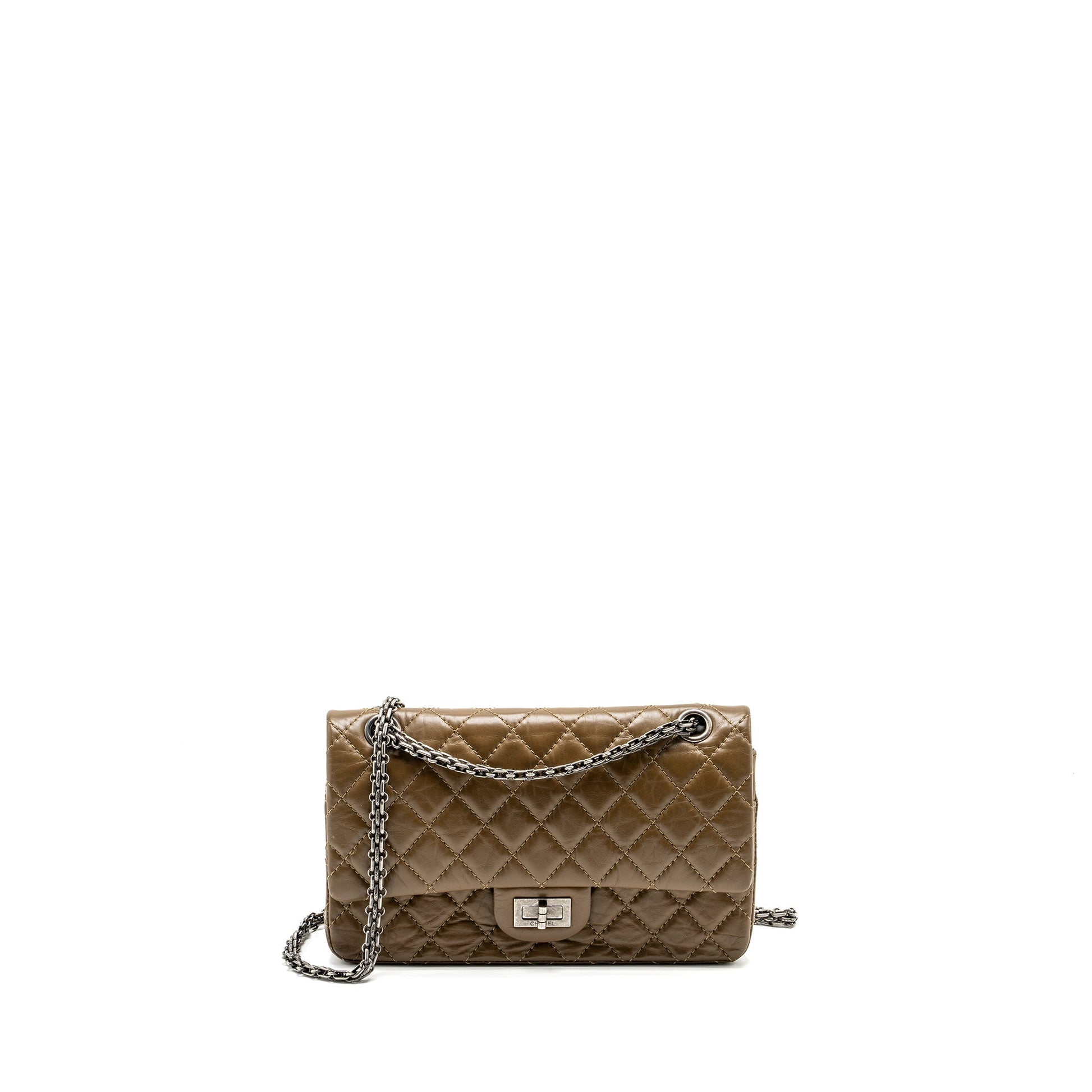 Chanel 2.55 reissue flap calfskin khaki ruthenium Small Shoulder Bag
