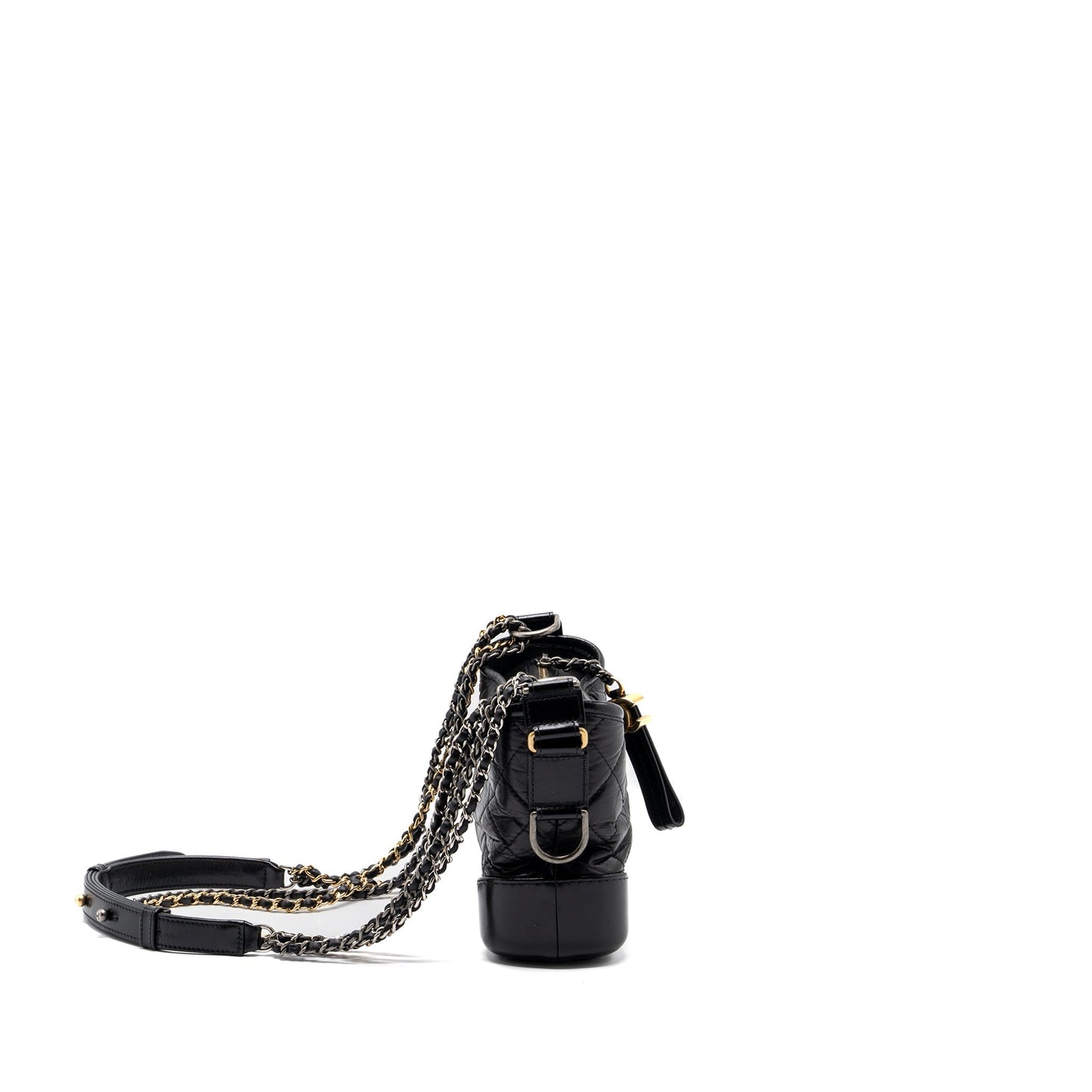 Chanel Gabrielle Hobo Aged Calfskin Multicoloured Hardware Black Small Shoulder Bag