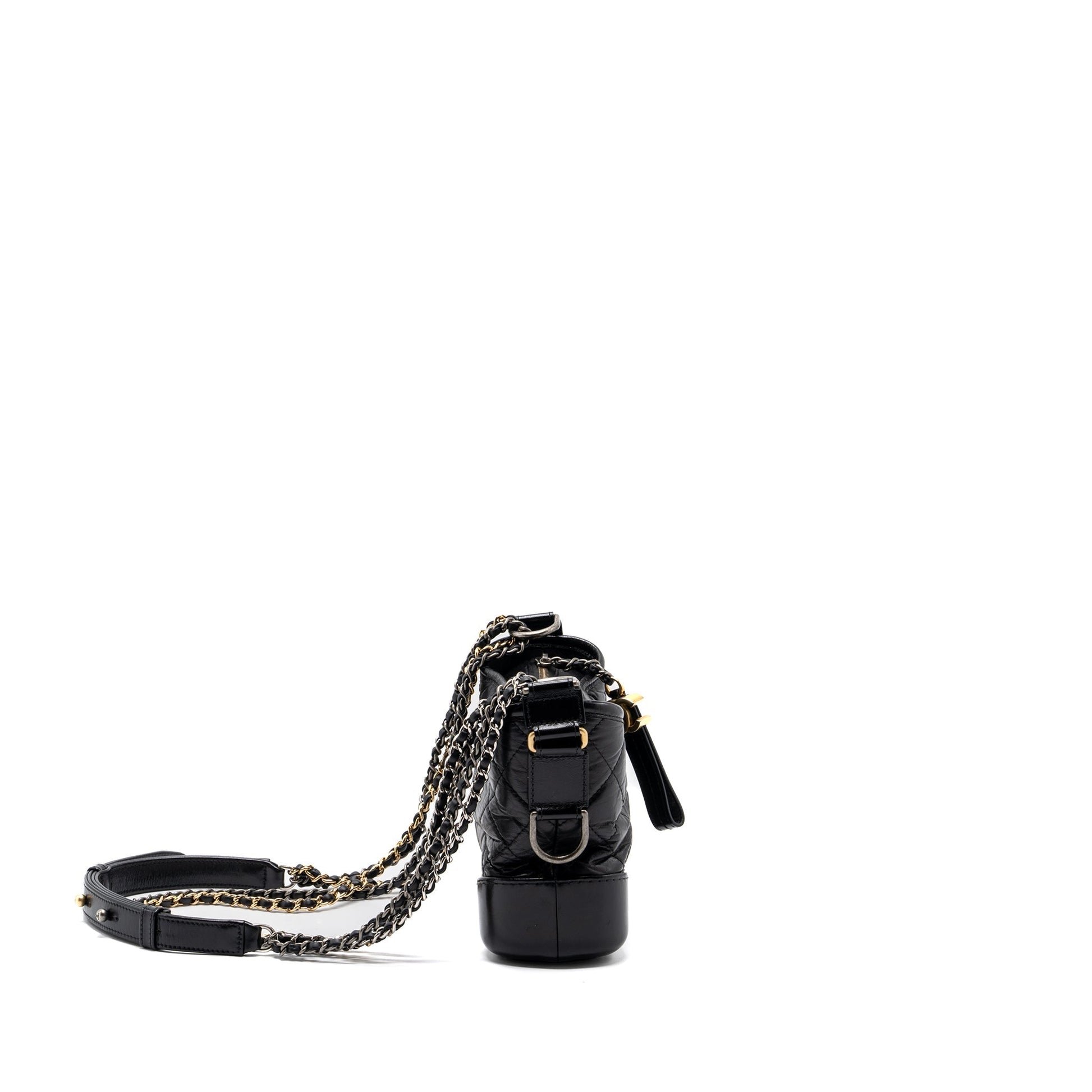 Chanel Gabrielle Hobo Aged Calfskin Multicoloured Hardware Black Small Shoulder Bag