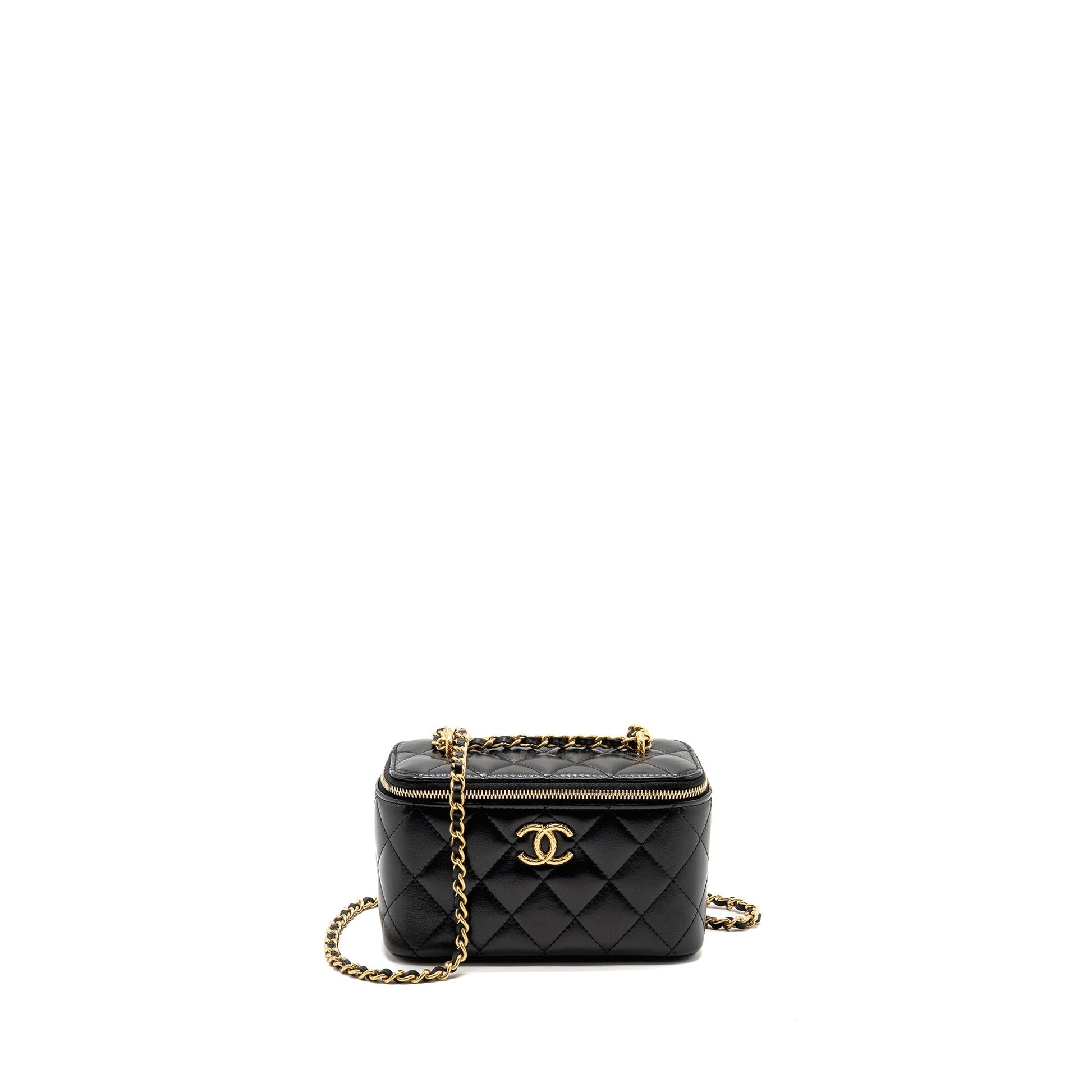Chanel Long Vanity detail CC Logo Lambskin Black Handbag