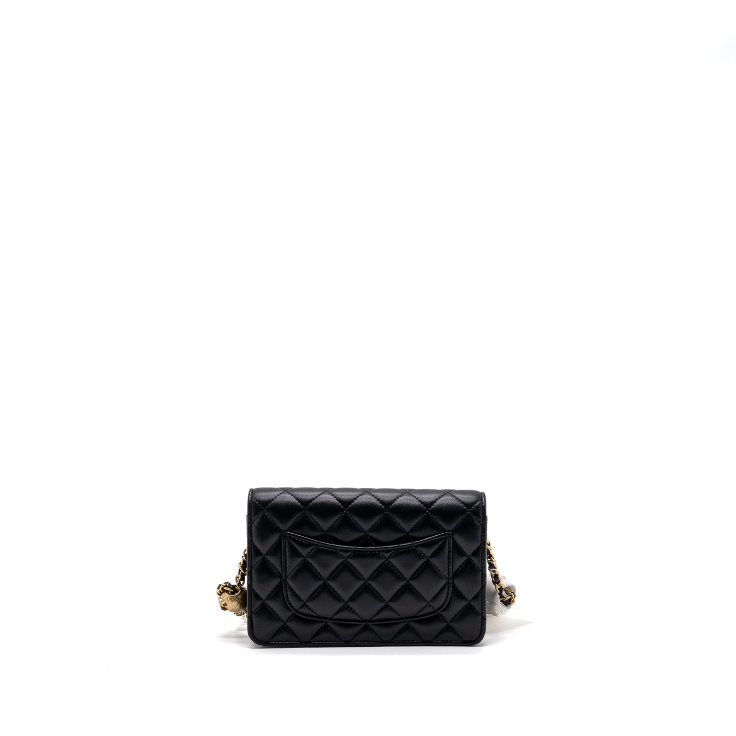 Chanel 23k Pearl Crush On Lambskin GHW Black Wallet Case