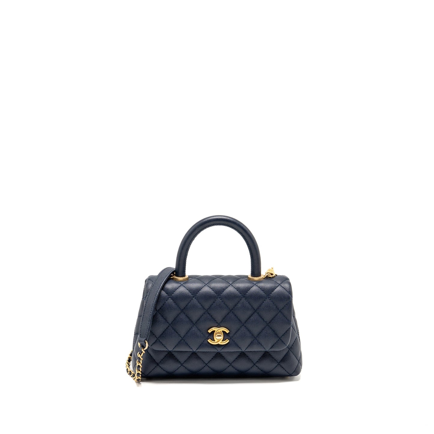 Chanel Coco Handle Caviar Navy GHW Small Handbag