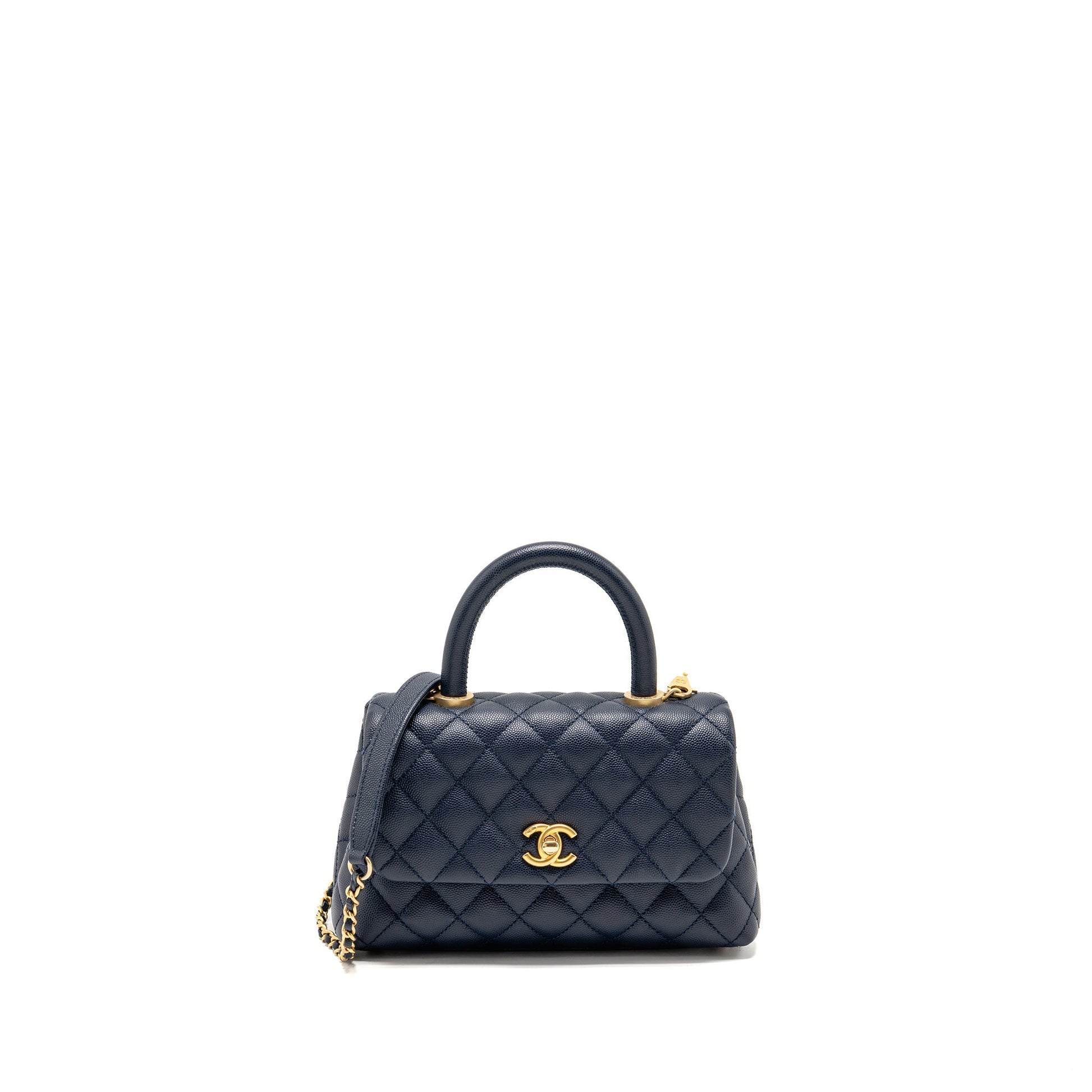 Chanel Coco Handle Caviar Navy GHW Small Handbag