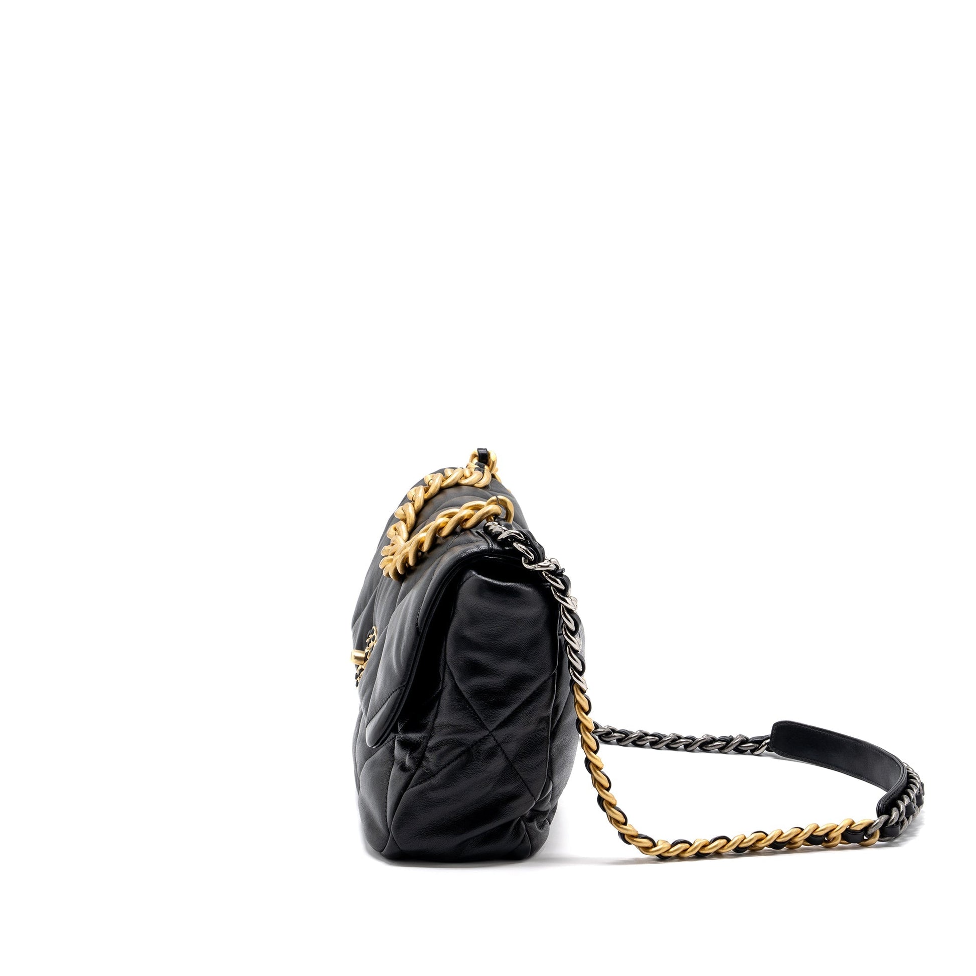 Chanel 19 Lambskin Hardware Microchip Multicolour Black Handbag