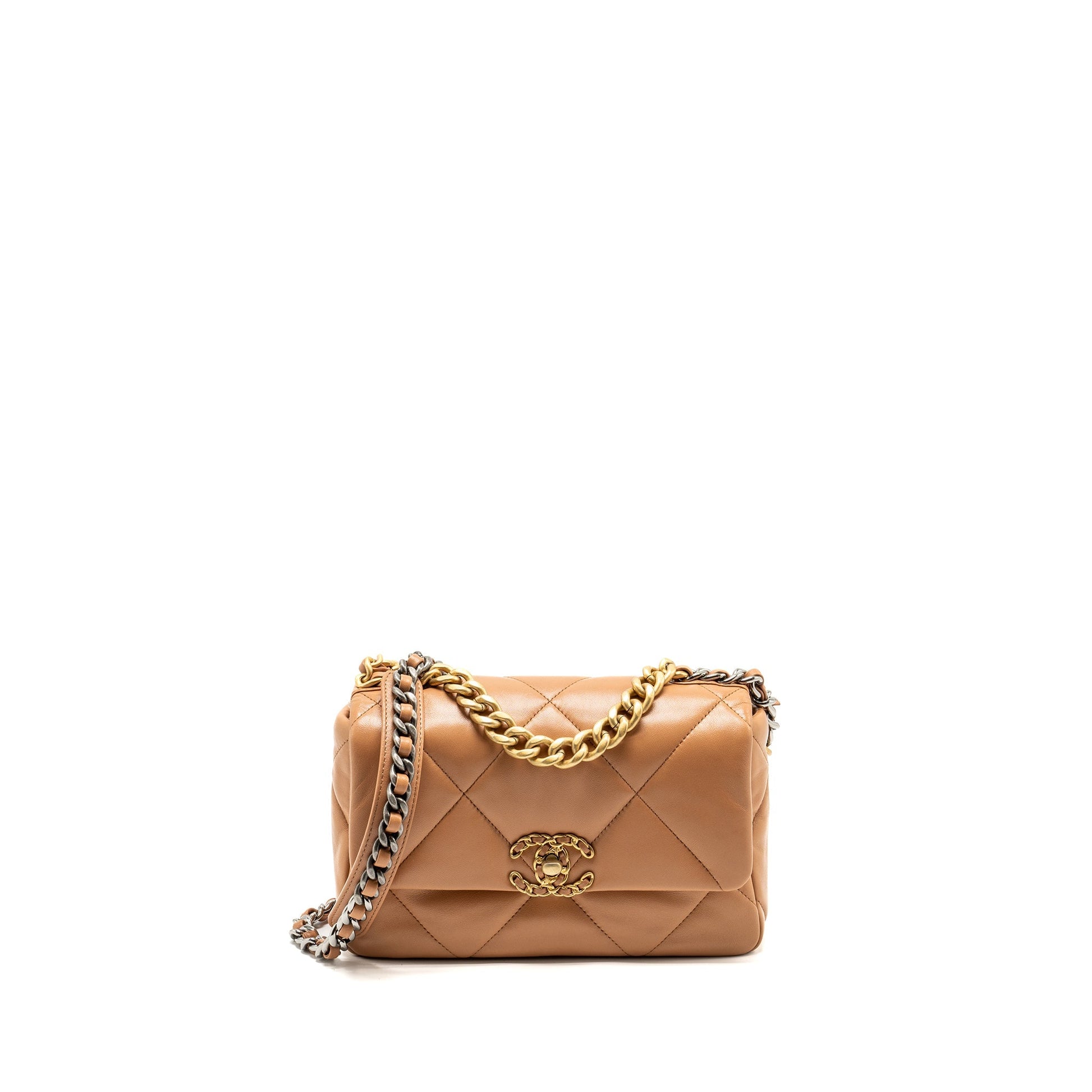 Chanel 19 Lambskin Caramel Hardware Microchip Multicolour Small Handbag