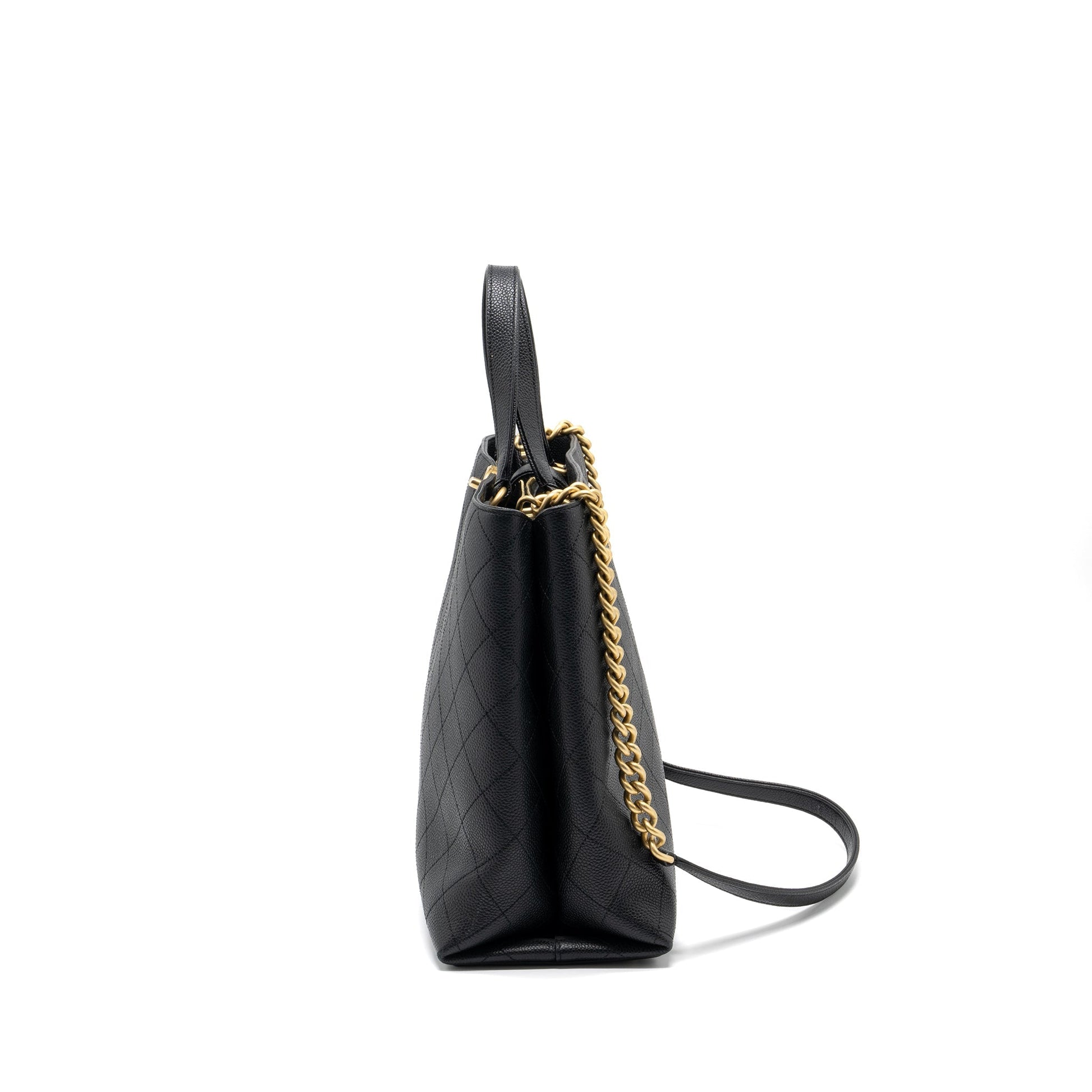 Chanel Chains Caviar Brushed GHW Black Tote Bag