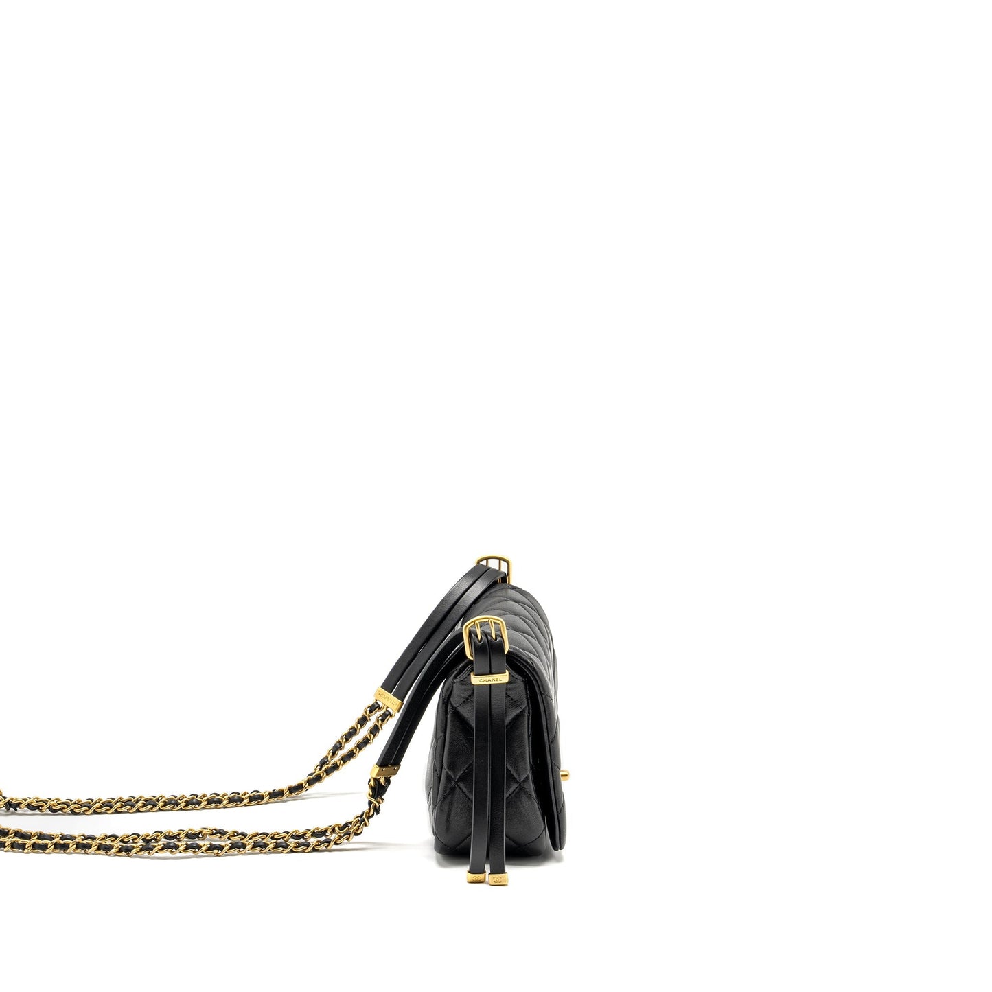 Chanel 23B Detail Chains Quilted Flap Lambskin Black Shoulder Bag