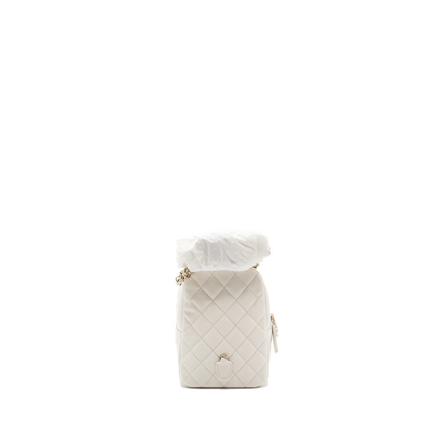 Chanel 24C Backpack Caviar LGHW Microchip White Crossbody Bag