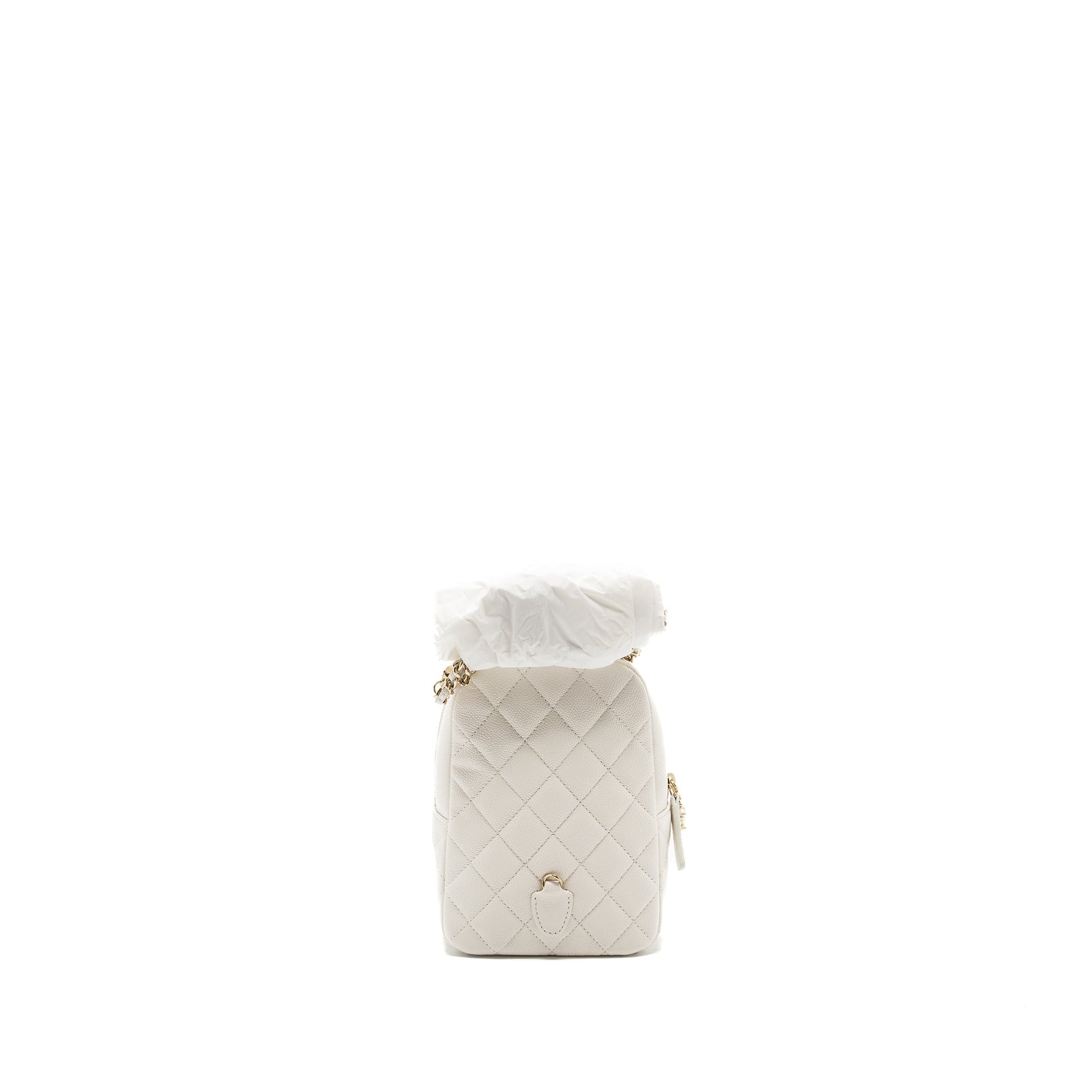 Chanel 24C Backpack Caviar LGHW Microchip White Crossbody Bag