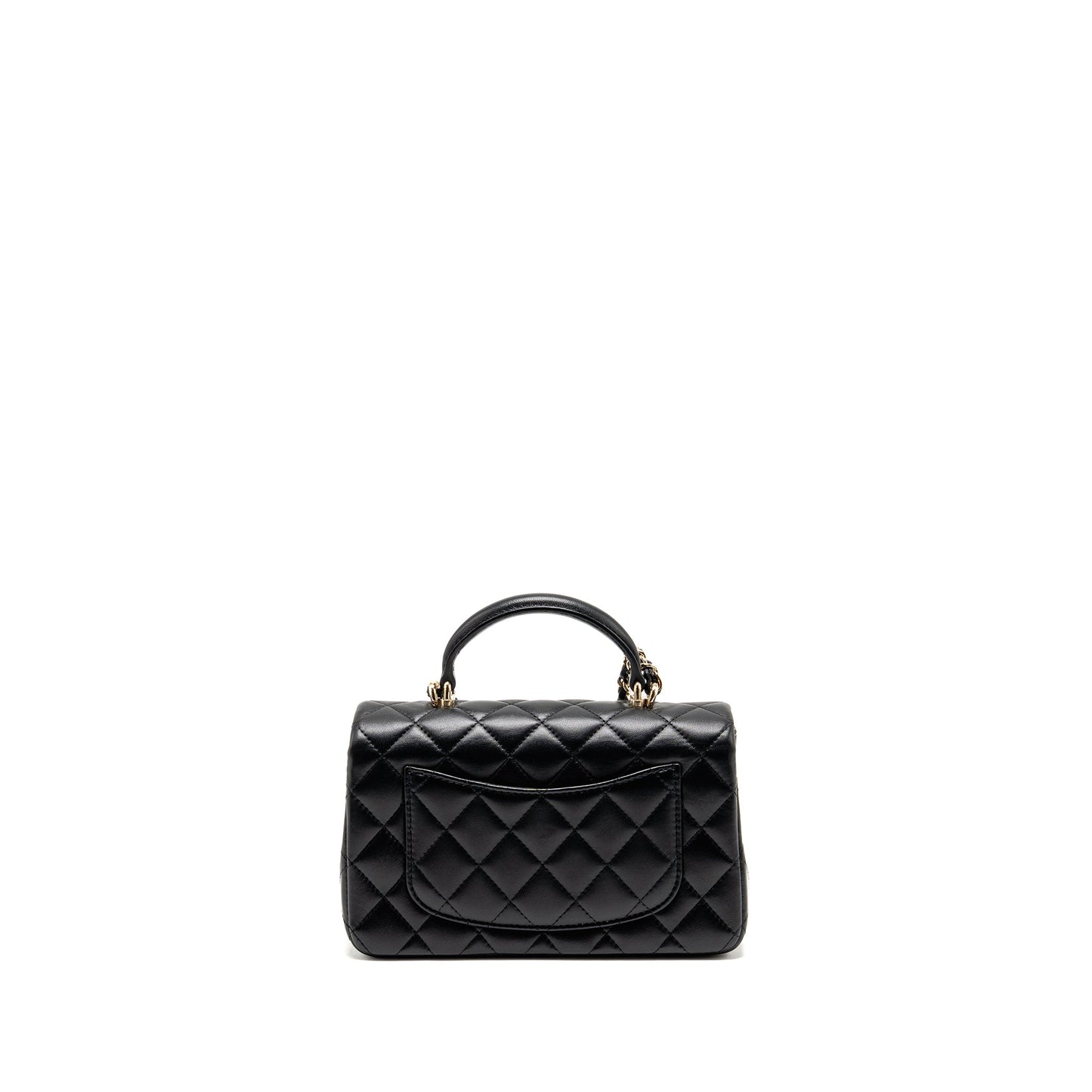 Chanel Top Handle Rectangular Flap Lambskin LGHW Black Shoulder Bag Microchip 10