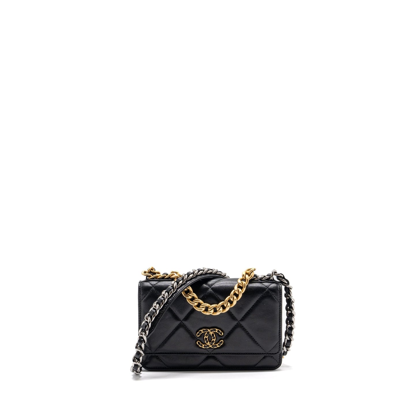 Chanel 19 On Lambskin Hardware microchip Multicolour Black Wallet Case Microchip 1