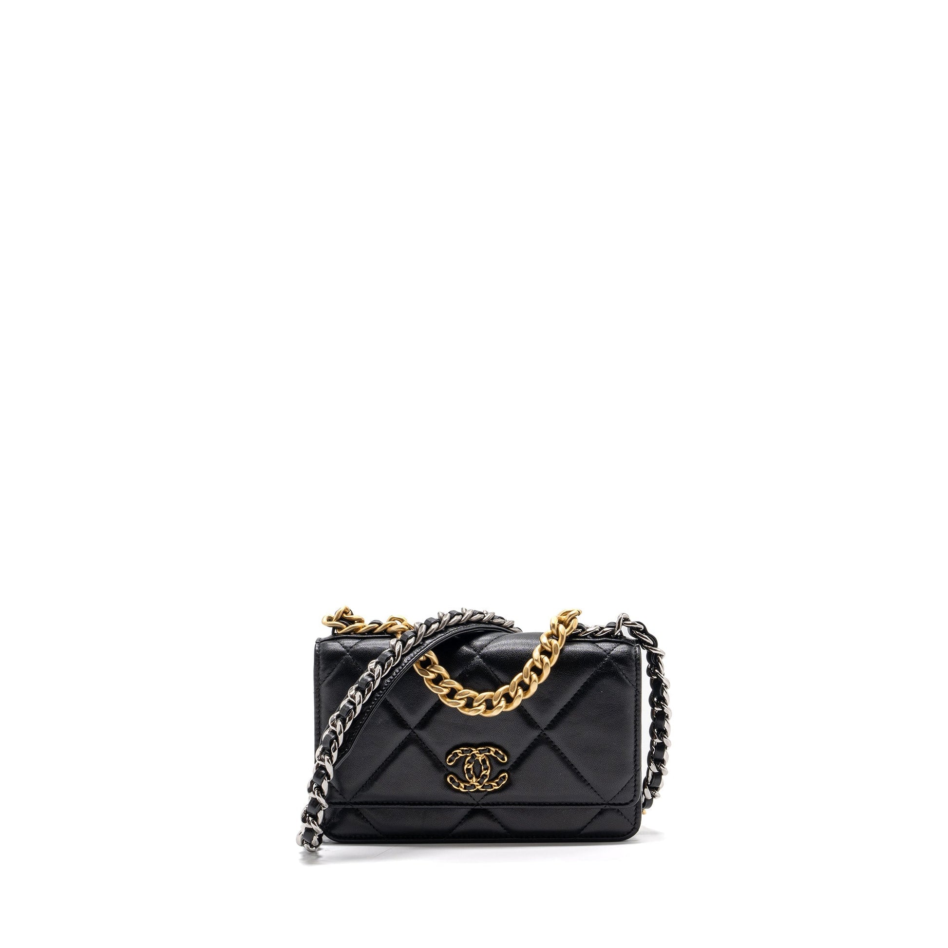 Chanel 19 On Lambskin Hardware microchip Multicolour Black Wallet Case Microchip 1