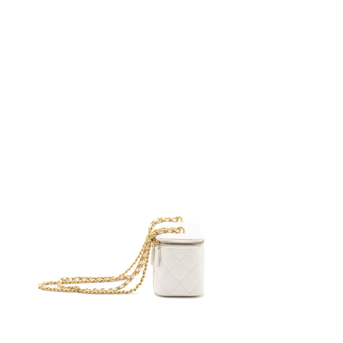 Chanel long vanity lambskin GHW Microchip White Handbag