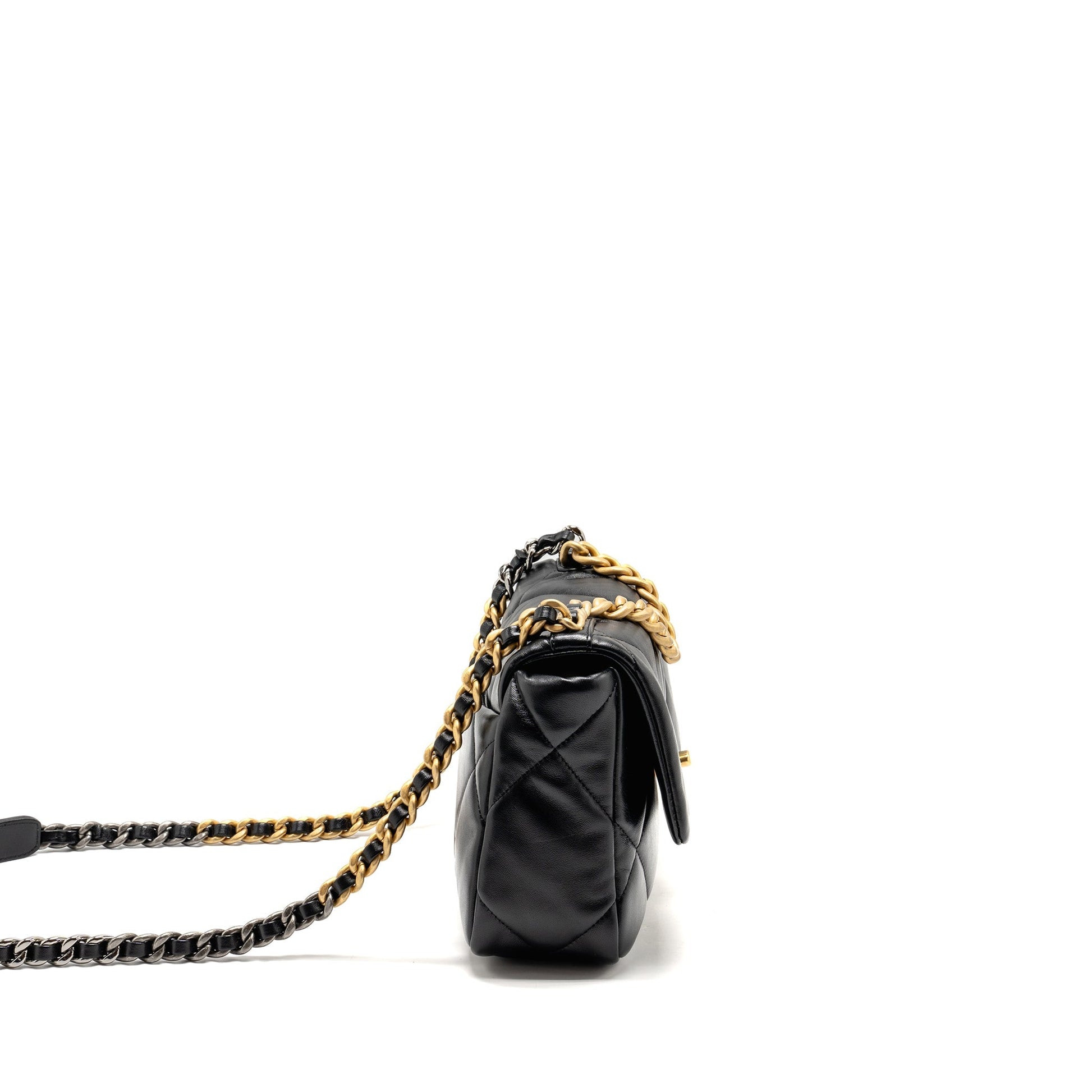 Chanel 19 Lambskin hardware microchip Multicolor Black Small Handbag
