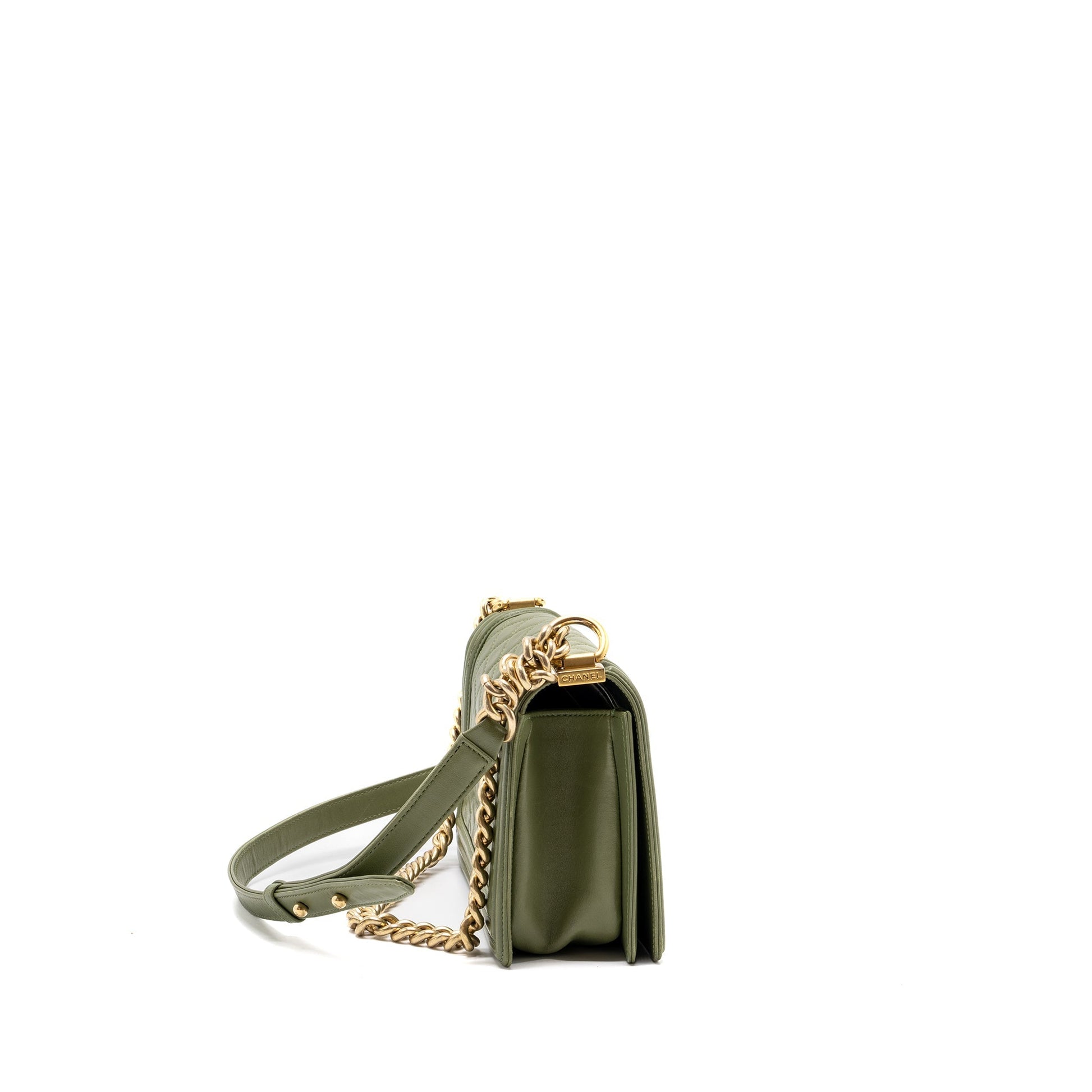 Chanel boy lambskin GHW Black Green Handbag