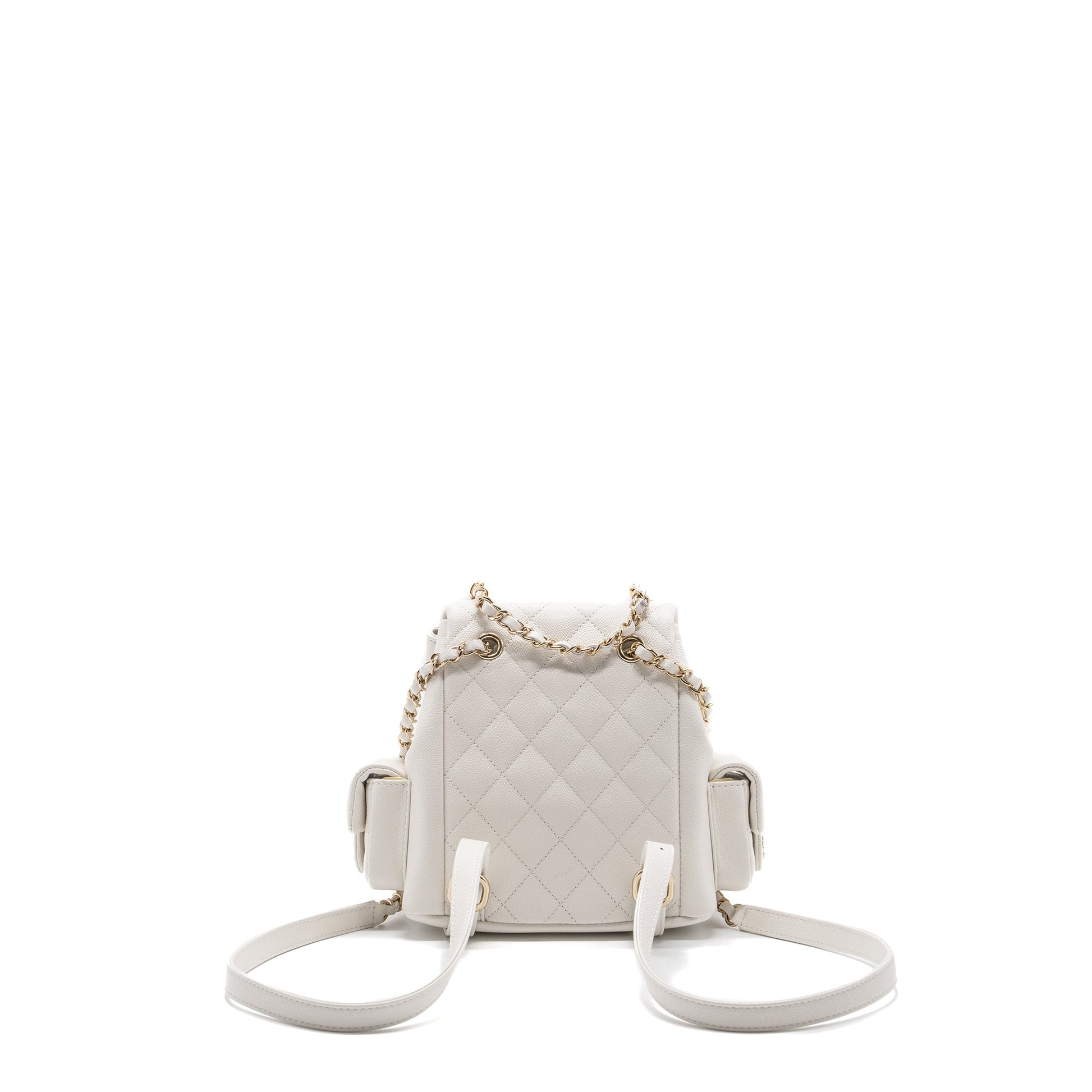 Chanel 23k Triple Pocket Backpack Caviar LGHW White
