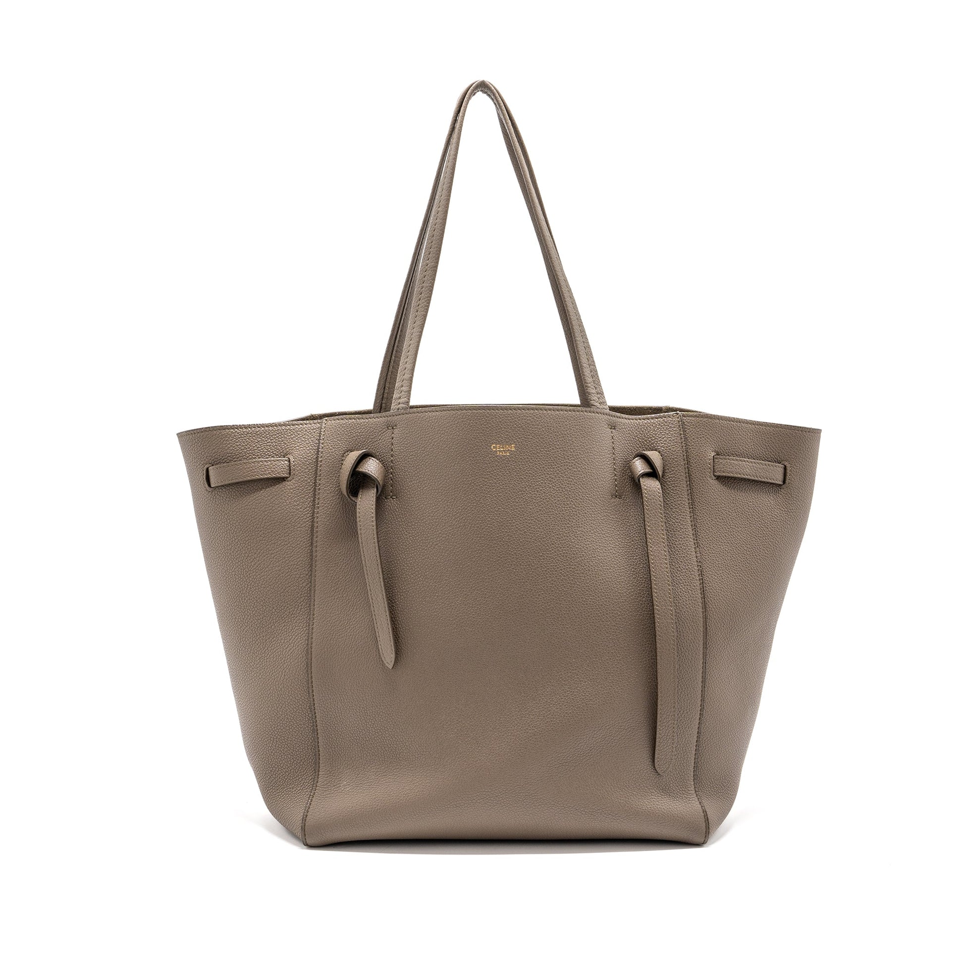 Celine Cabas Phantom Purse Grained Calfskin Taupe Handbag Small Travel Bag