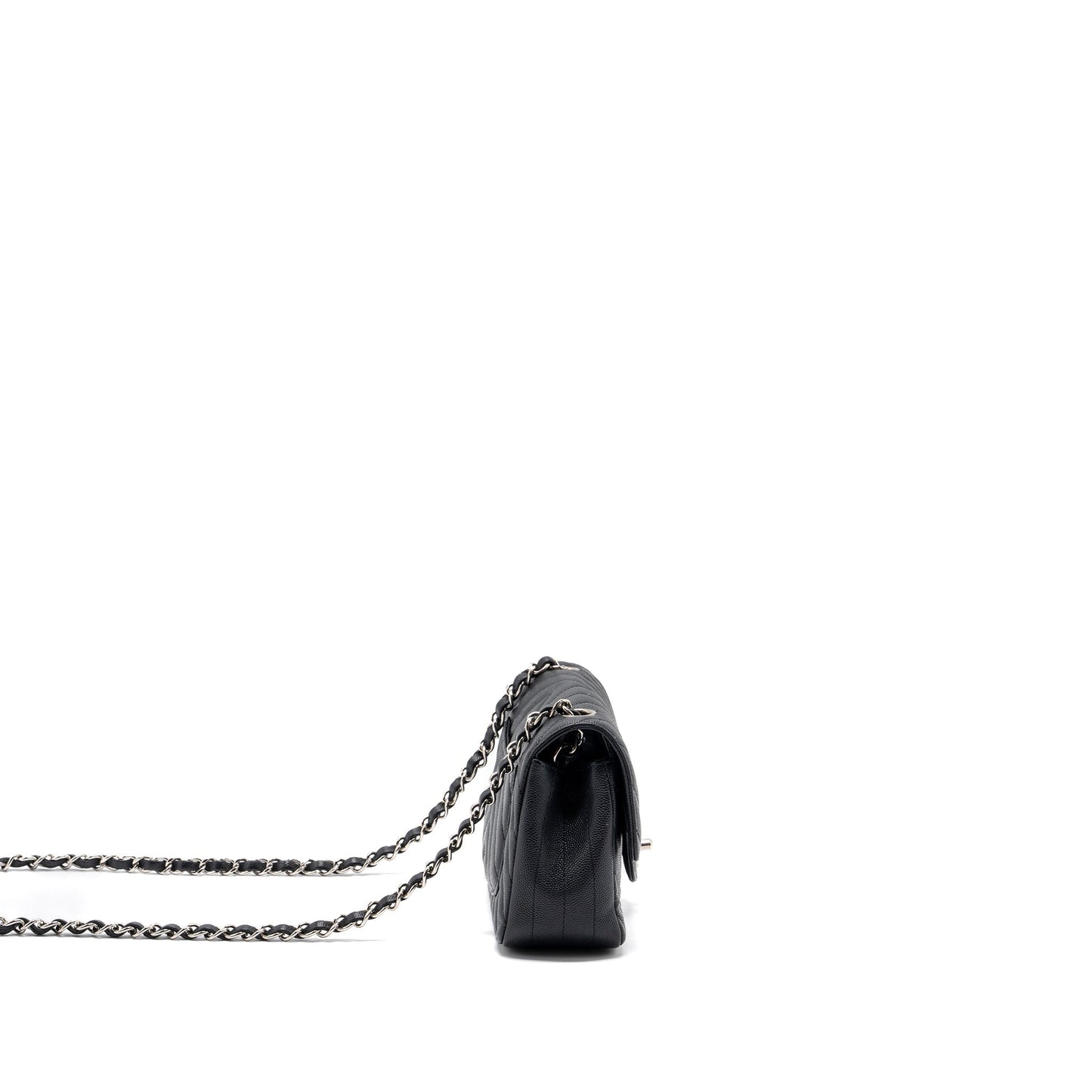 Chanel Rectangular Flap Chevron Caviar SHW Black Shoulder Bag