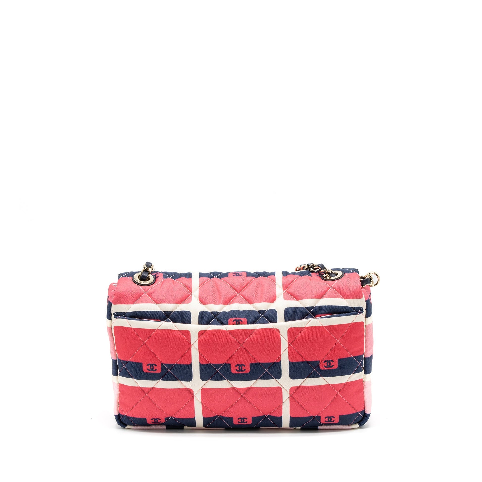 Chanel CC Logo Printed Flap Fabric LGHW Multicolour Shoulder Bag