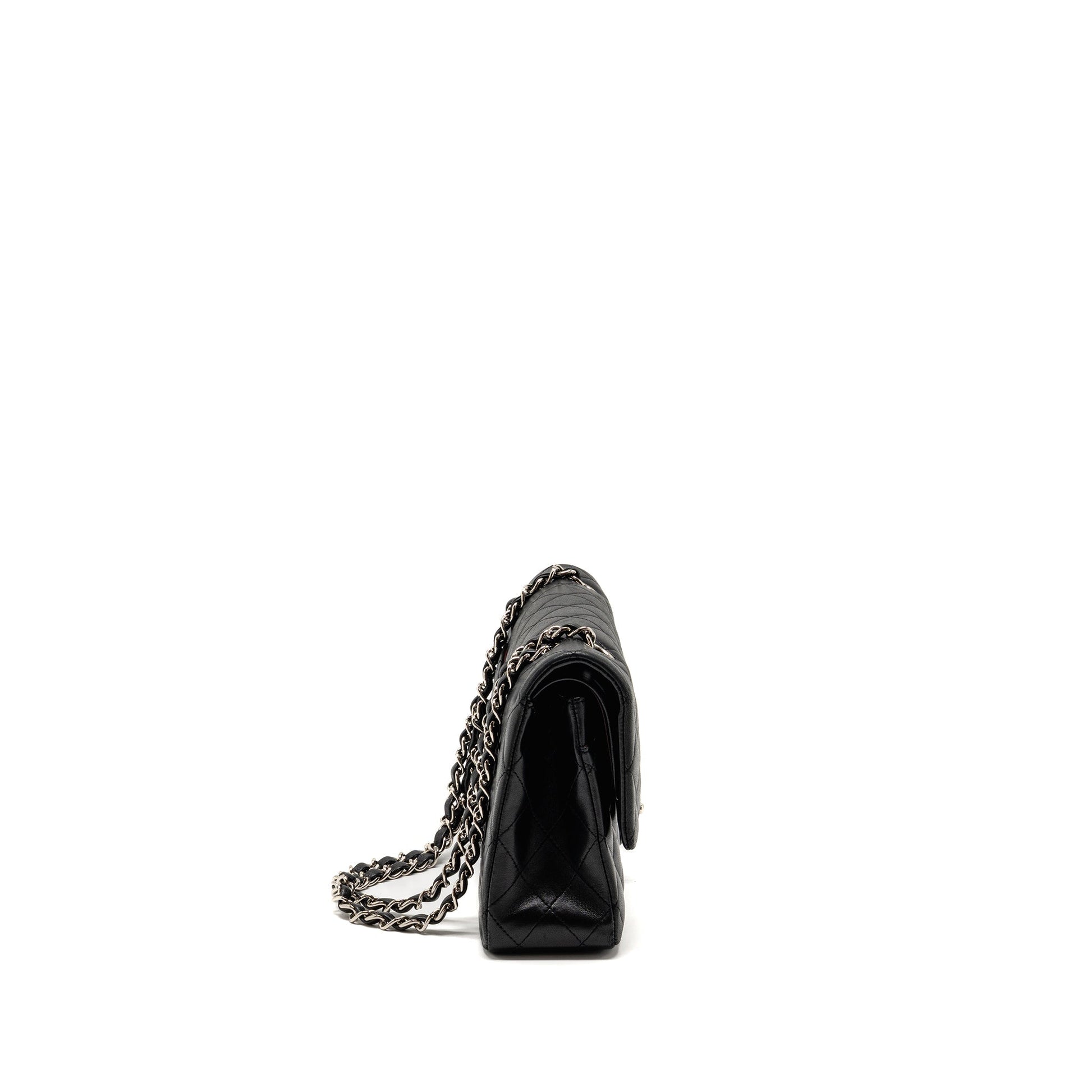 Chanel Classic Double Flap Lambskin SHW Black Shoulder Bag Shw 2