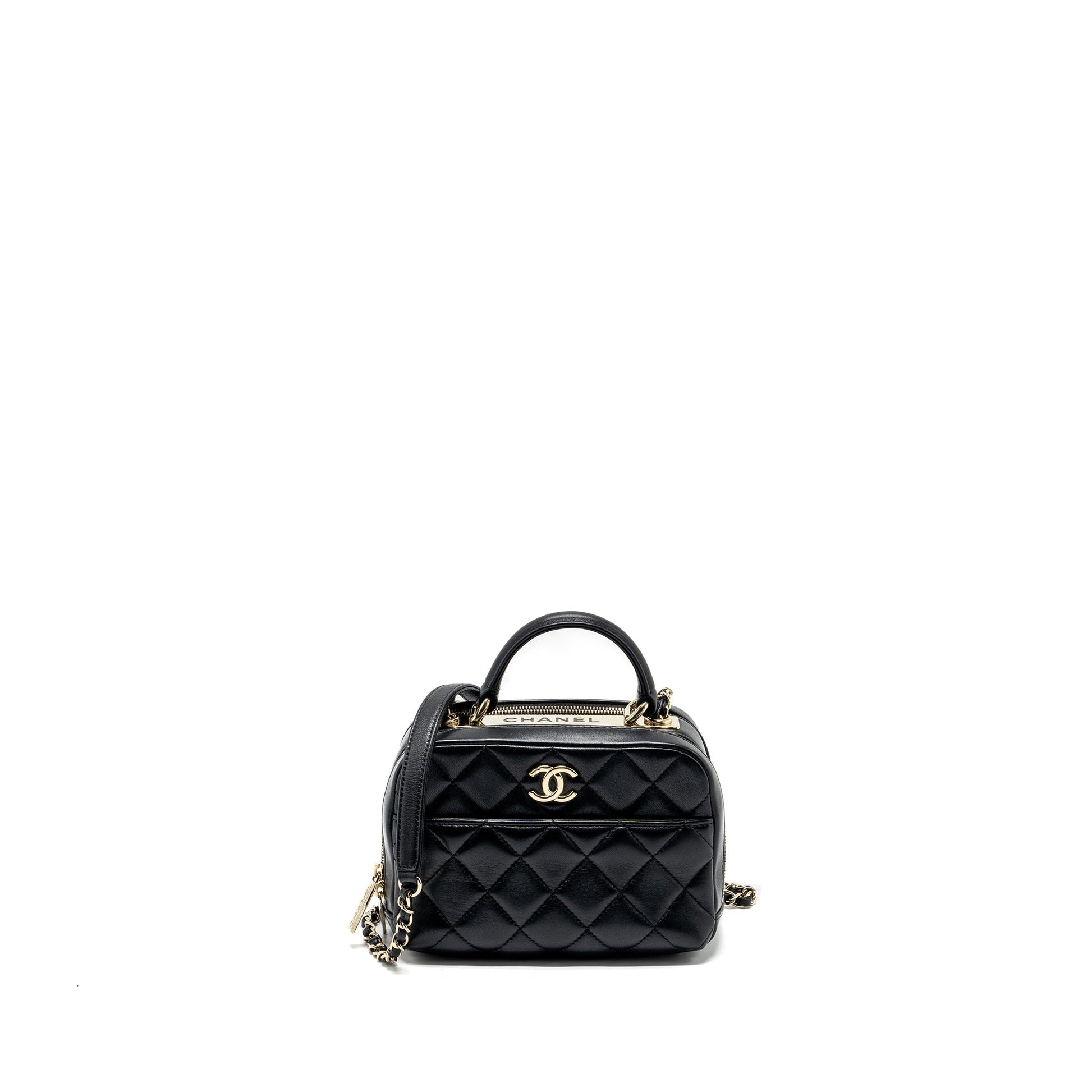 Chanel trendy cc top handle vanity lambskin Black Handbag Ghw 1