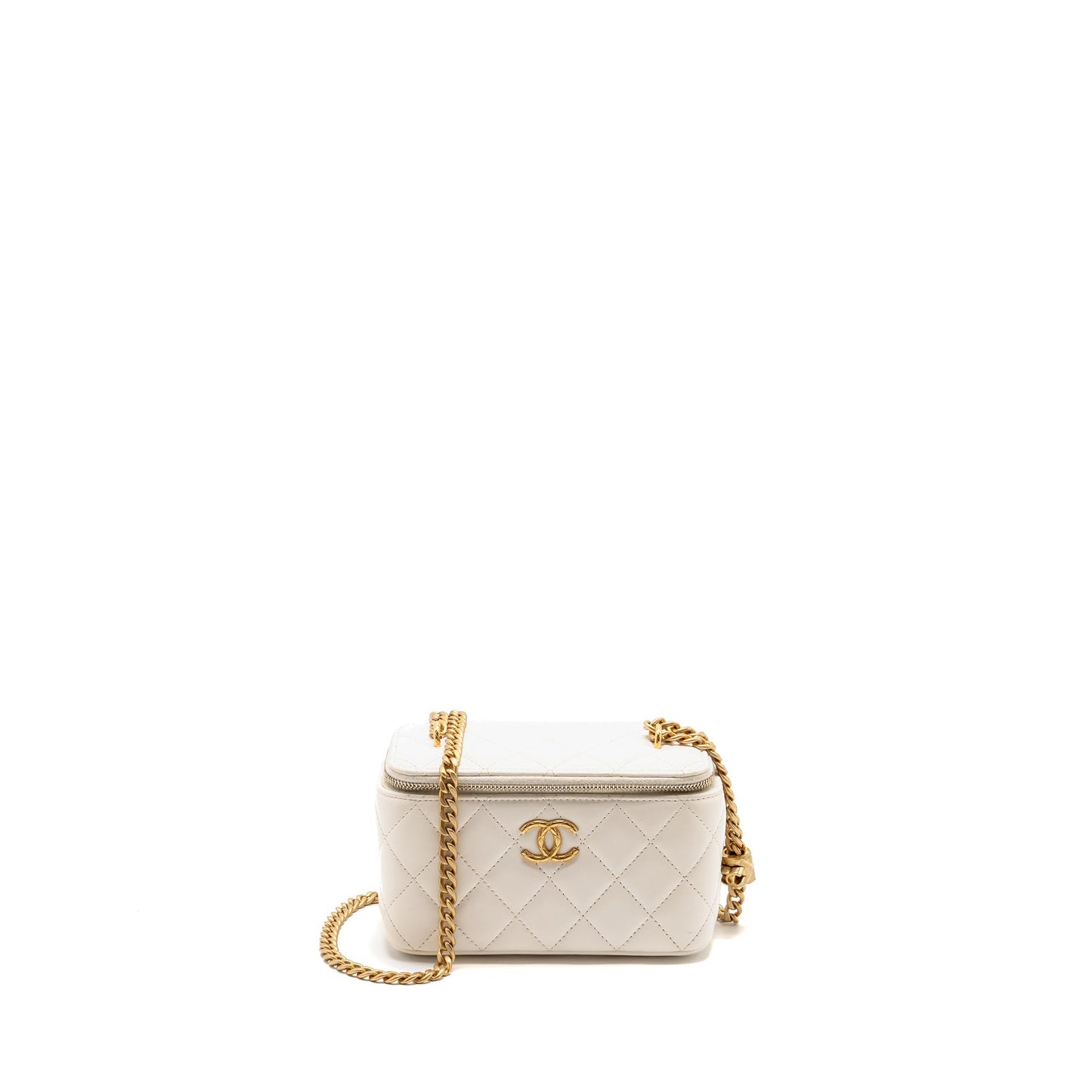 Chanel Pillar Adjustable Long Vanity Lambskin GHW White Gold Handbag