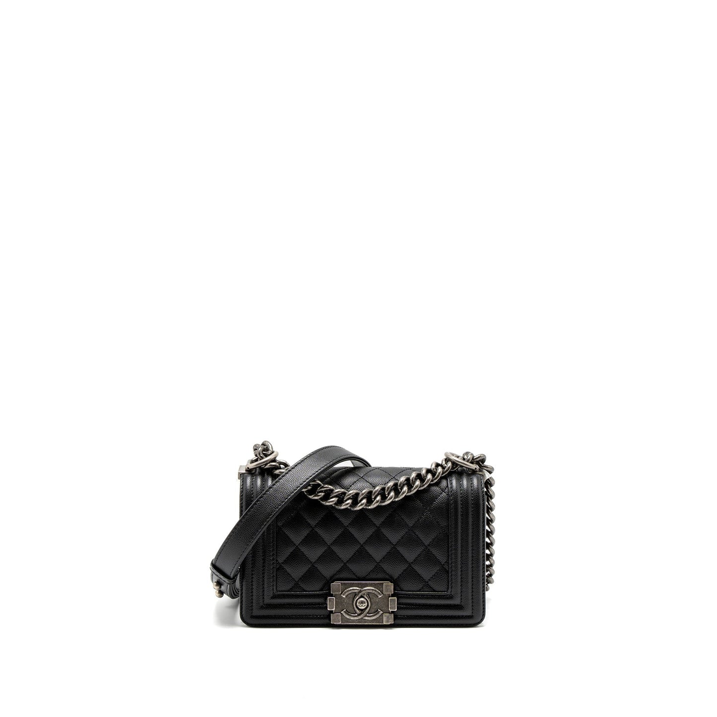 Chanel Boy Caviar SHW Microchip Black Small Handbag