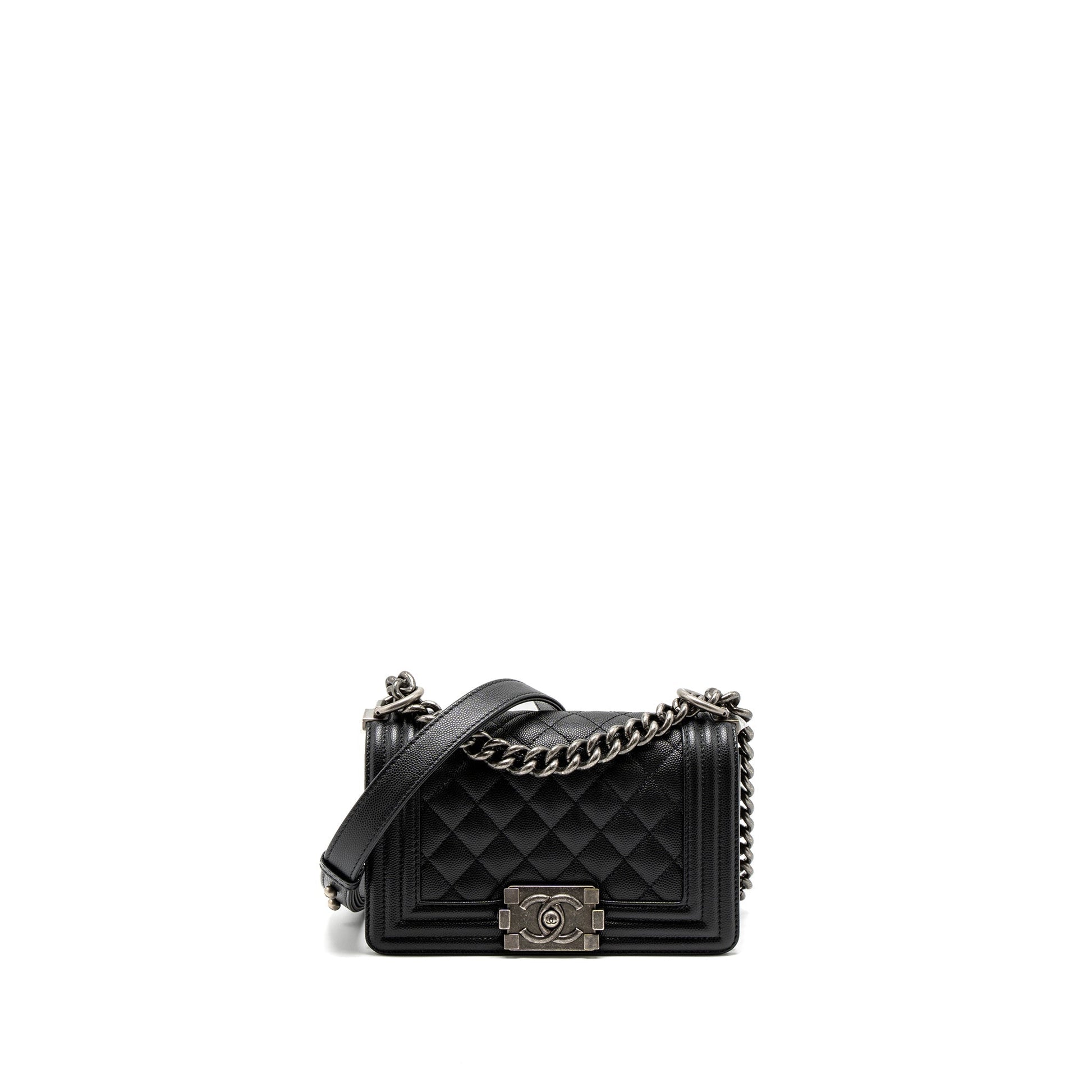 Chanel Boy Caviar SHW Microchip Black Small Handbag