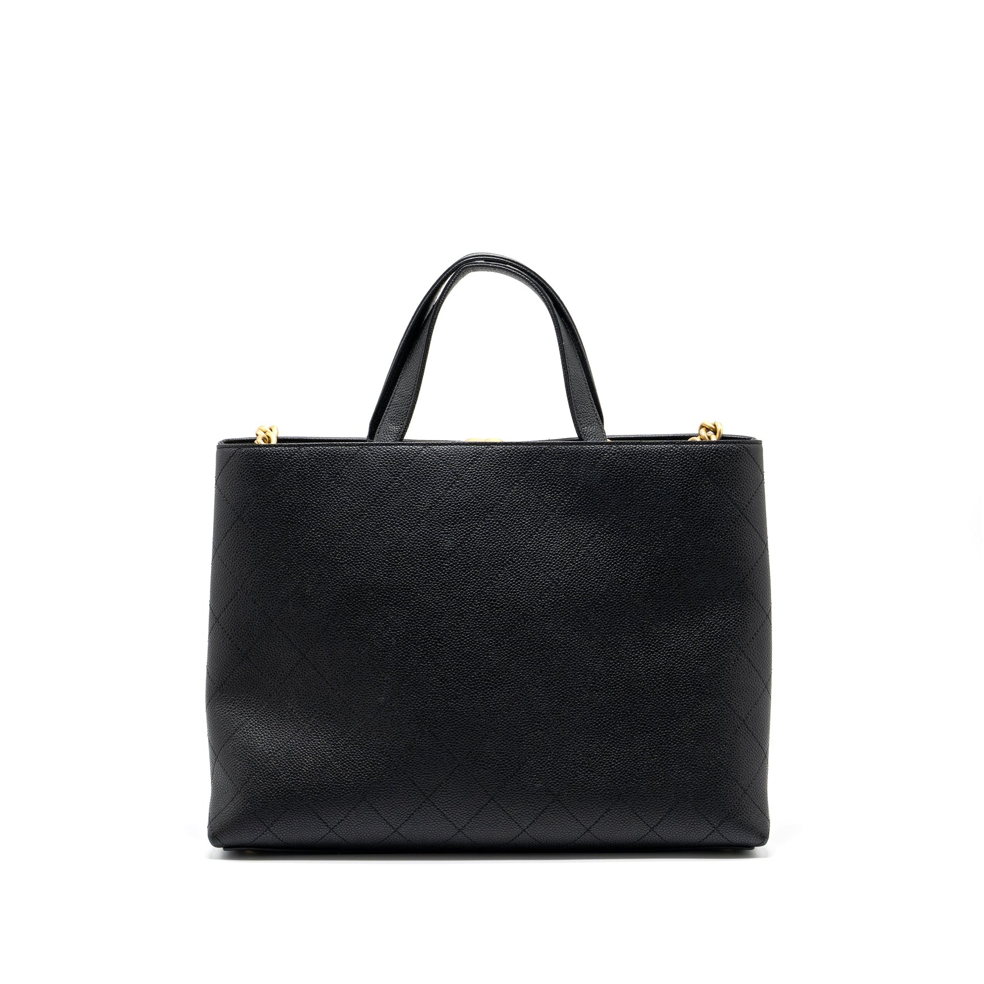 Chanel Chains Caviar Brushed GHW Black Tote Bag
