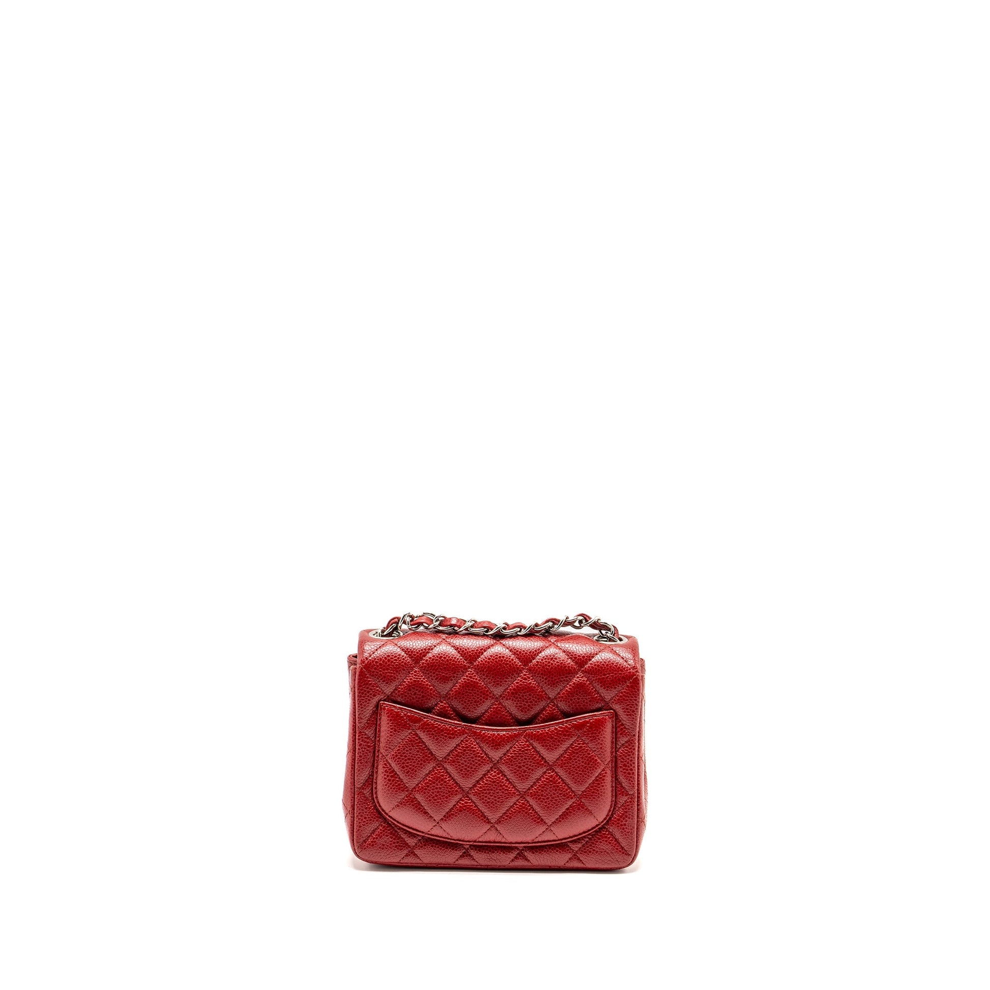 Chanel Square Flap Caviar SHW Red Shoulder Bag