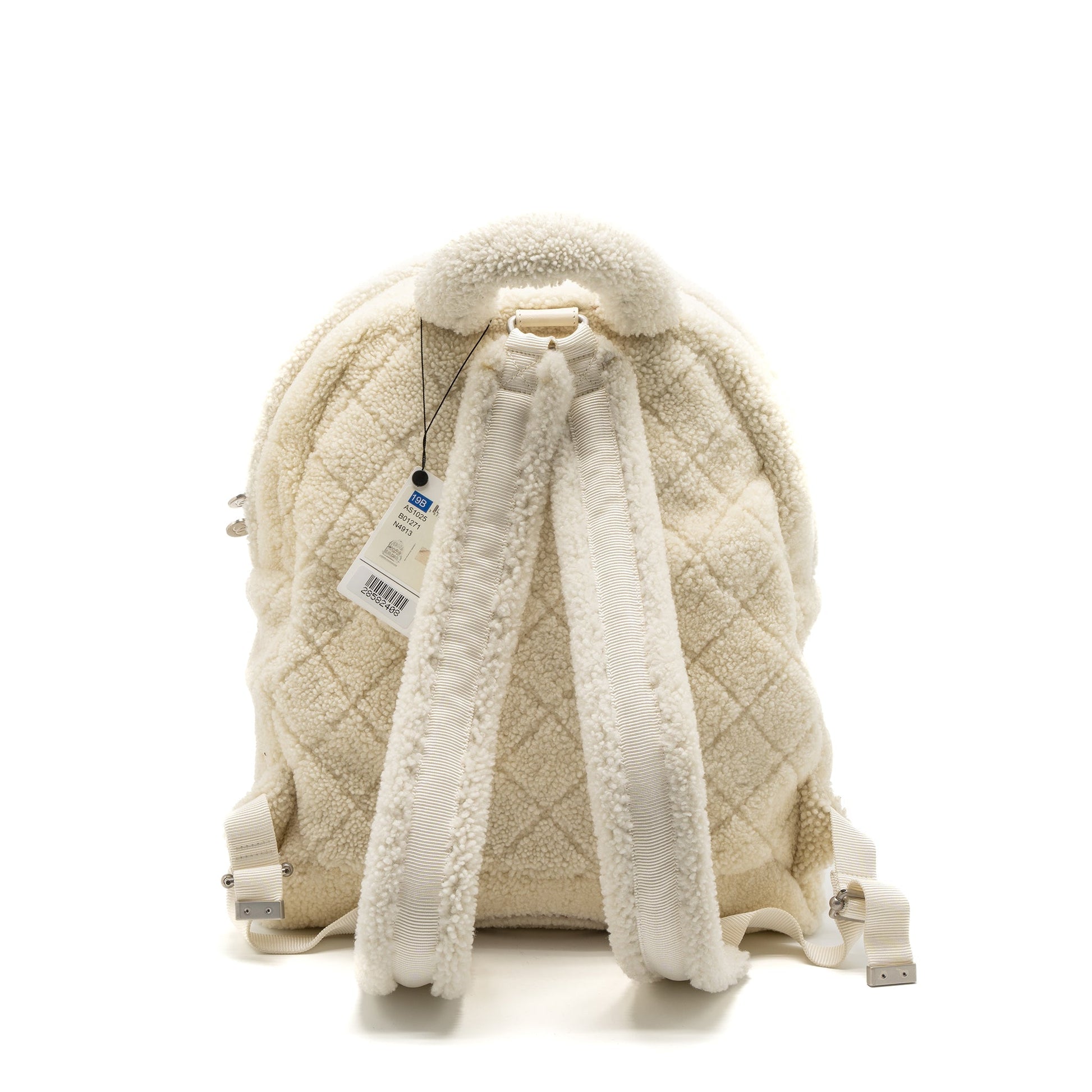 Chanel 19B Backpack Shearling SHW Multicolour White