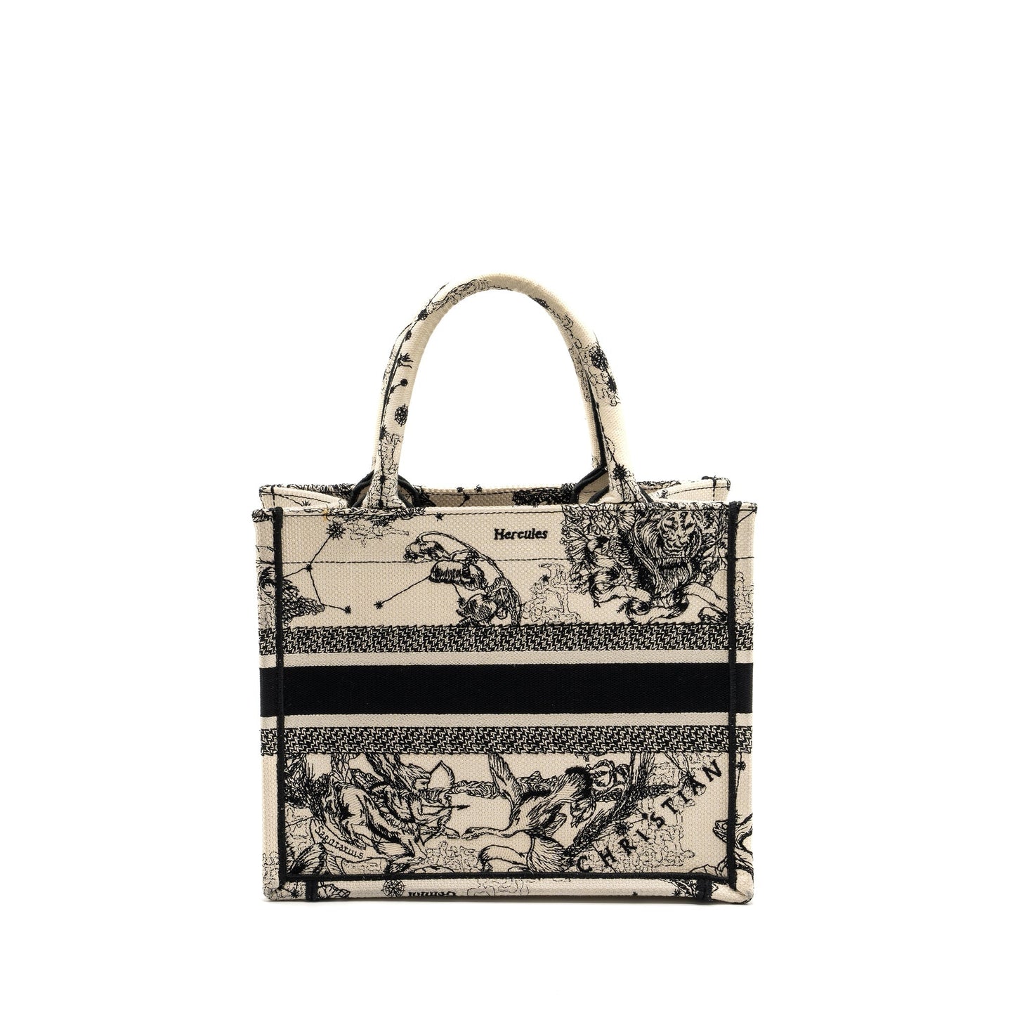 Dior Book Tote Latte Toile De Jouy Zodiac Black Small Tote Bag