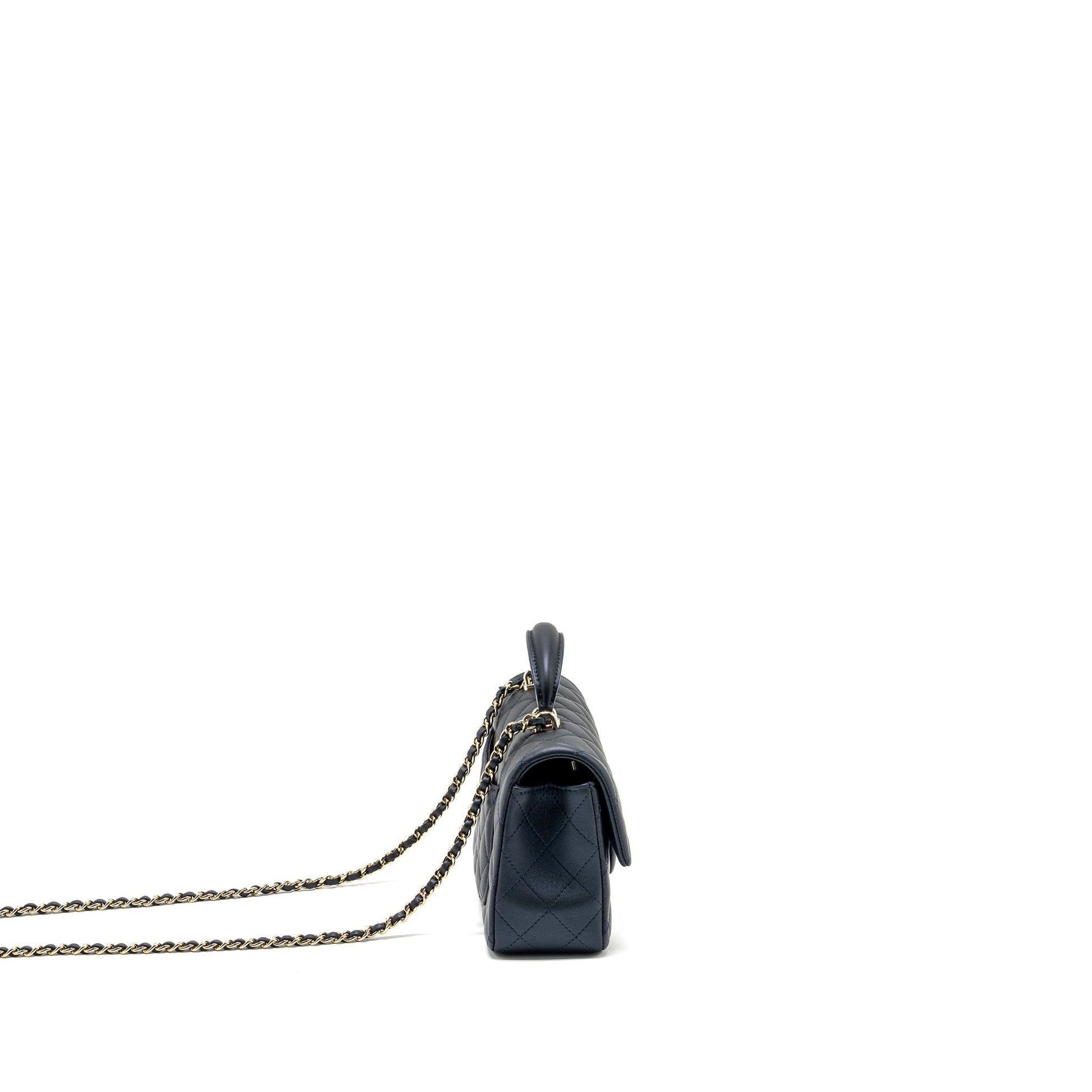 Chanel Top handle rectangular flap lambskin navy Shoulder Bag