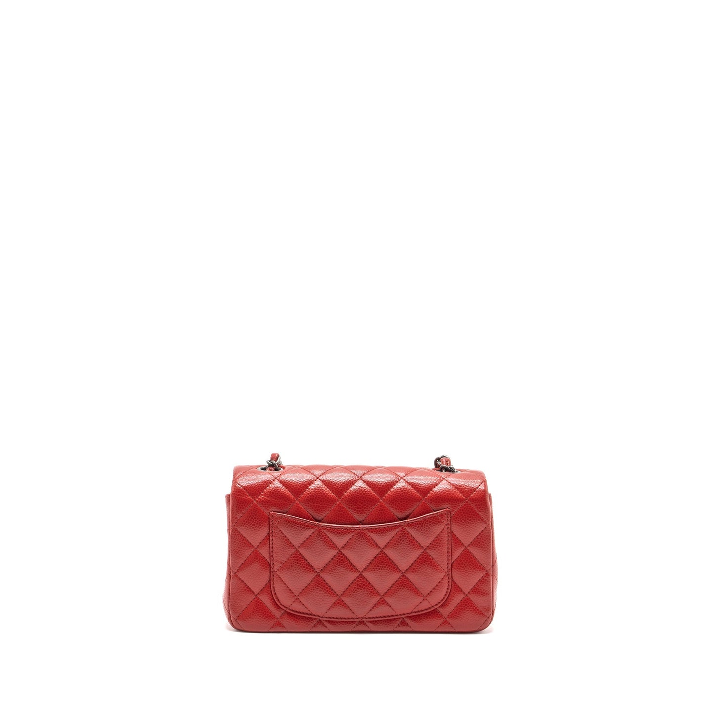 Chanel Rectangular Flap Caviar Ruthenium Hardware Red Shoulder Bag
