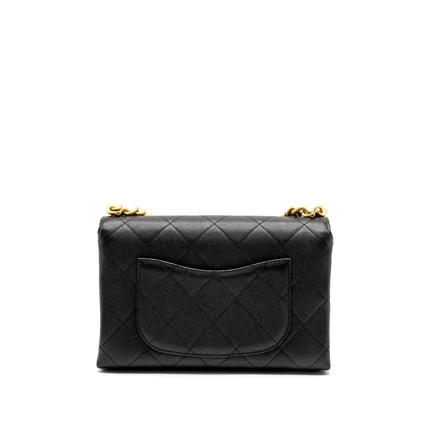 Chanel Flap Detail Grained Calfskin Brushed GHW Black Shoulder Bag