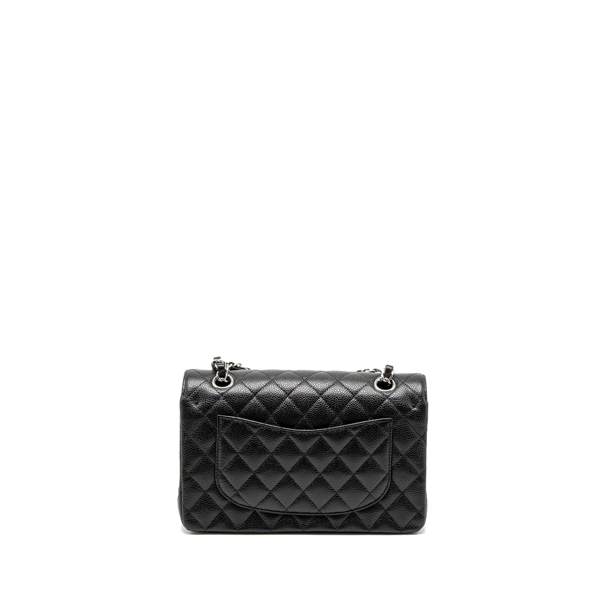 Chanel Classic Double Flap Caviar SHW Microchip Black Small Shoulder Bag Shw Microchip