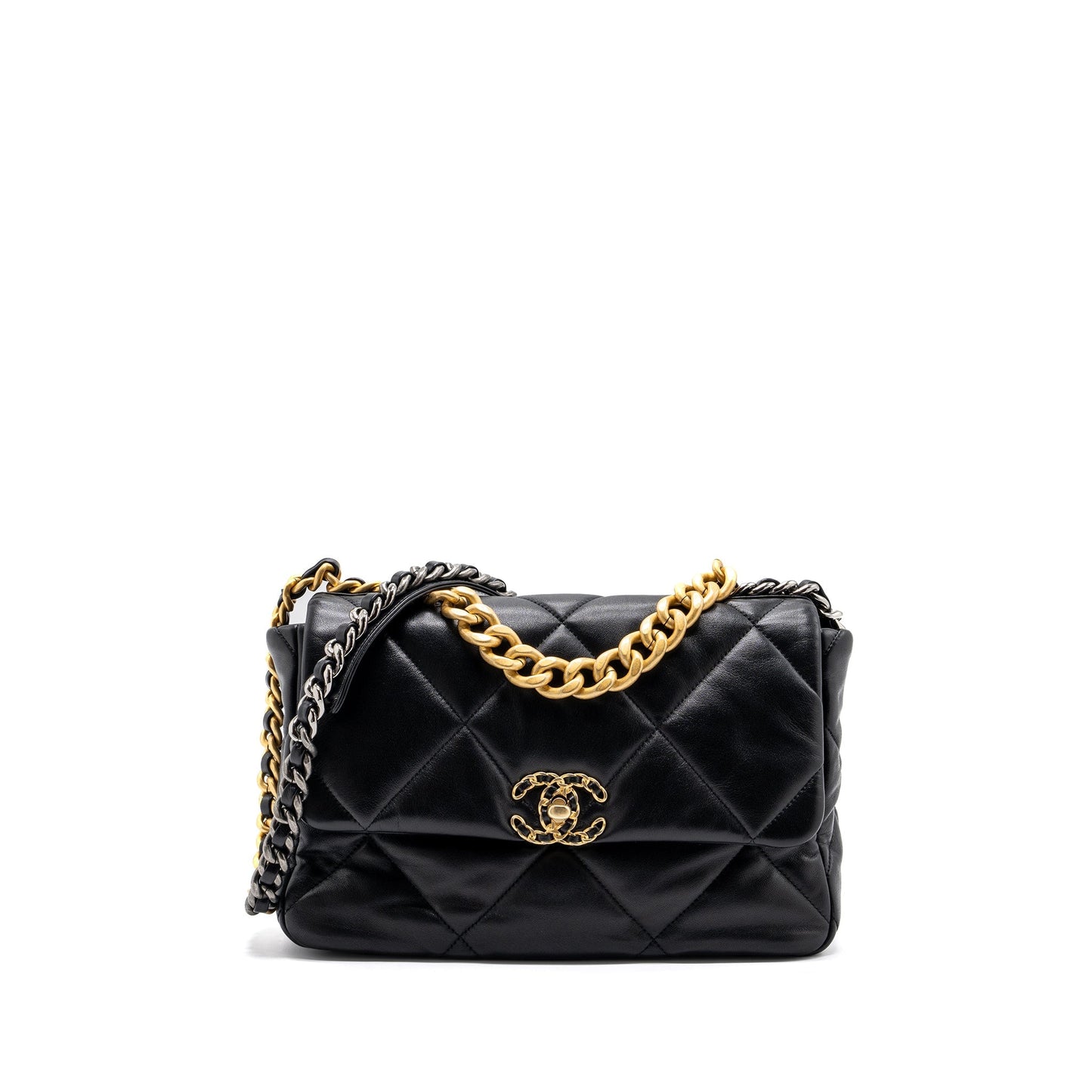 Chanel 19 Lambskin Hardware Microchip Multicolour Black Handbag
