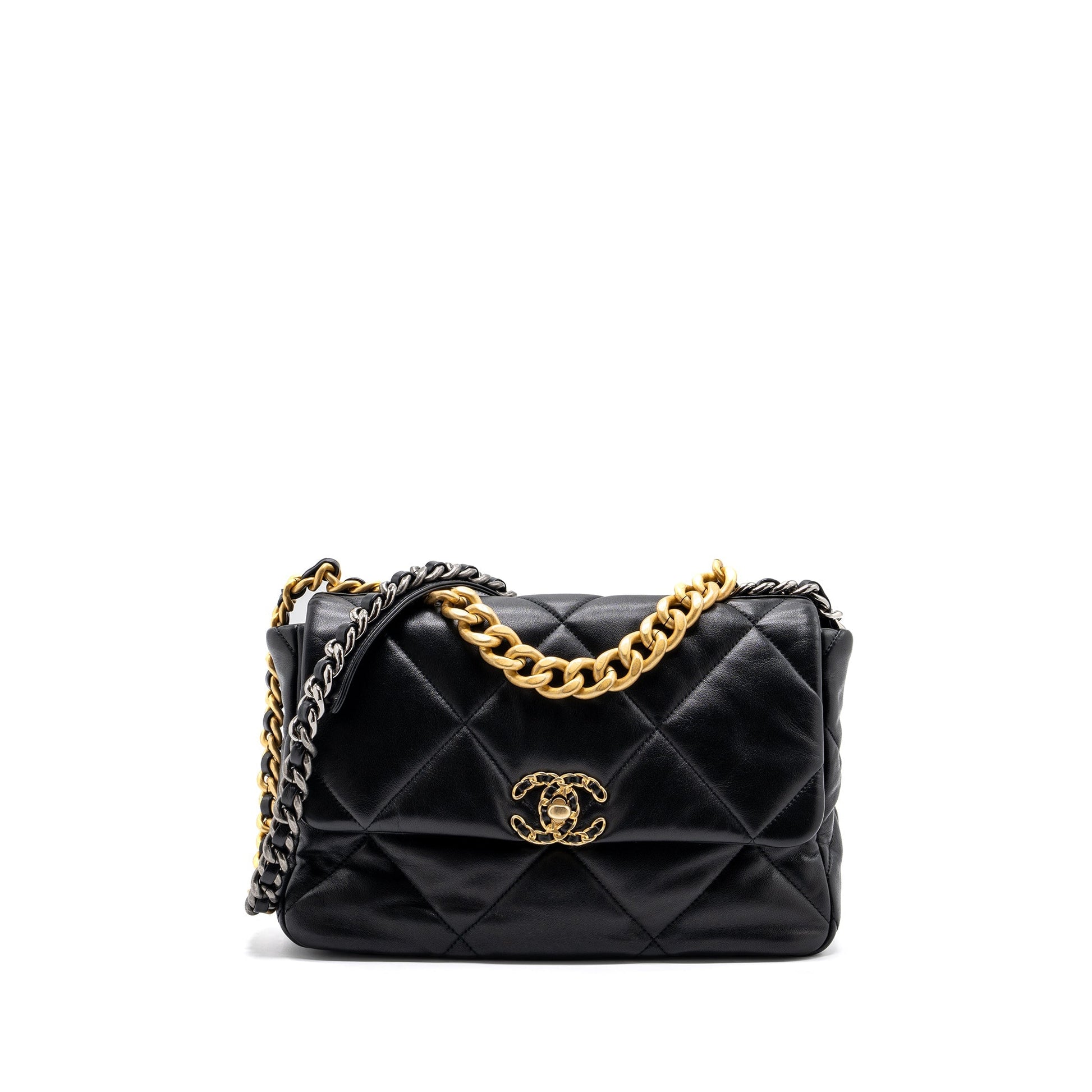 Chanel 19 Lambskin Hardware Microchip Multicolour Black Handbag