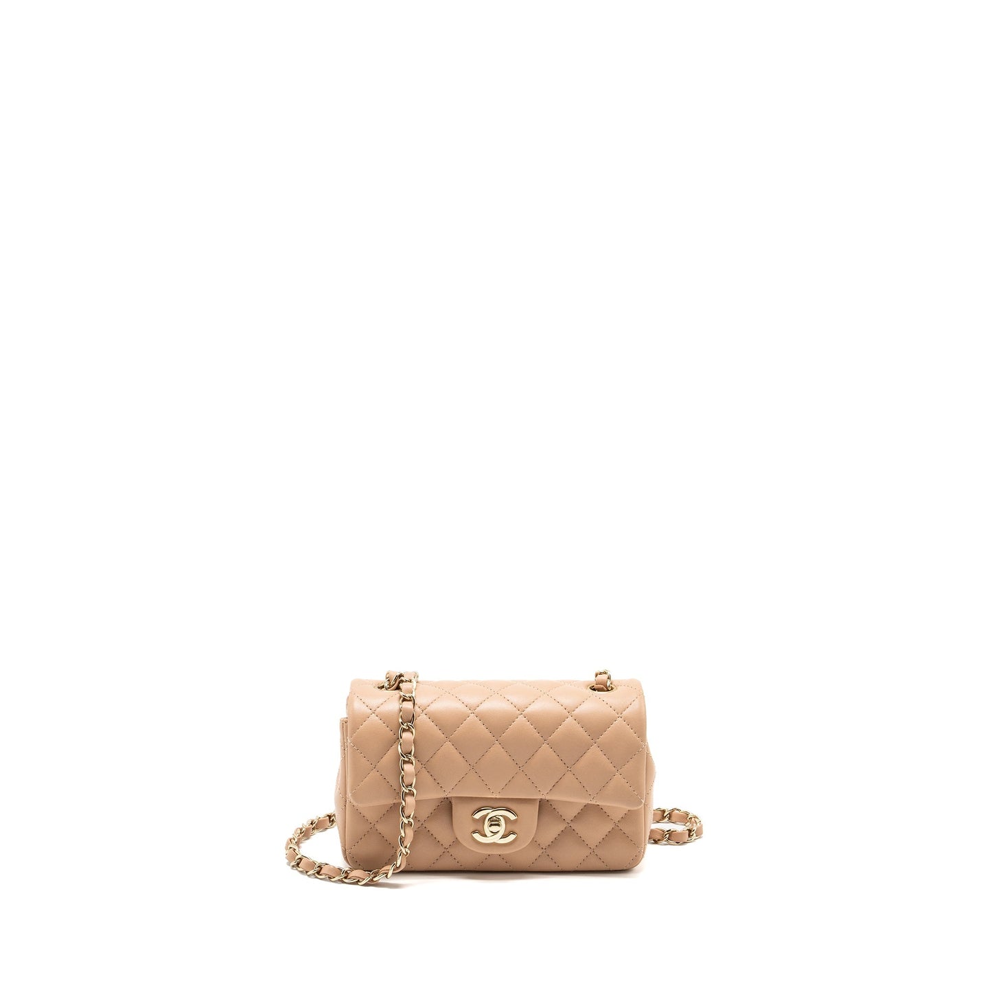 Chanel Rectangular Flap Lambskin Light LGHW microchip Beige Shoulder Bag