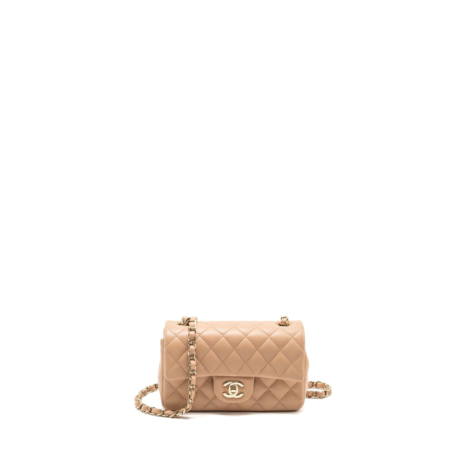 Chanel Rectangular Flap Lambskin Light LGHW microchip Beige Shoulder Bag