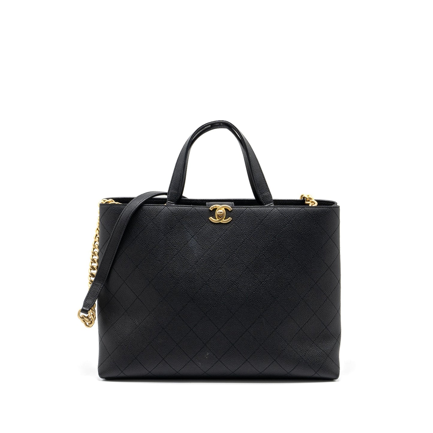 Chanel Chains Caviar Brushed GHW Black Tote Bag