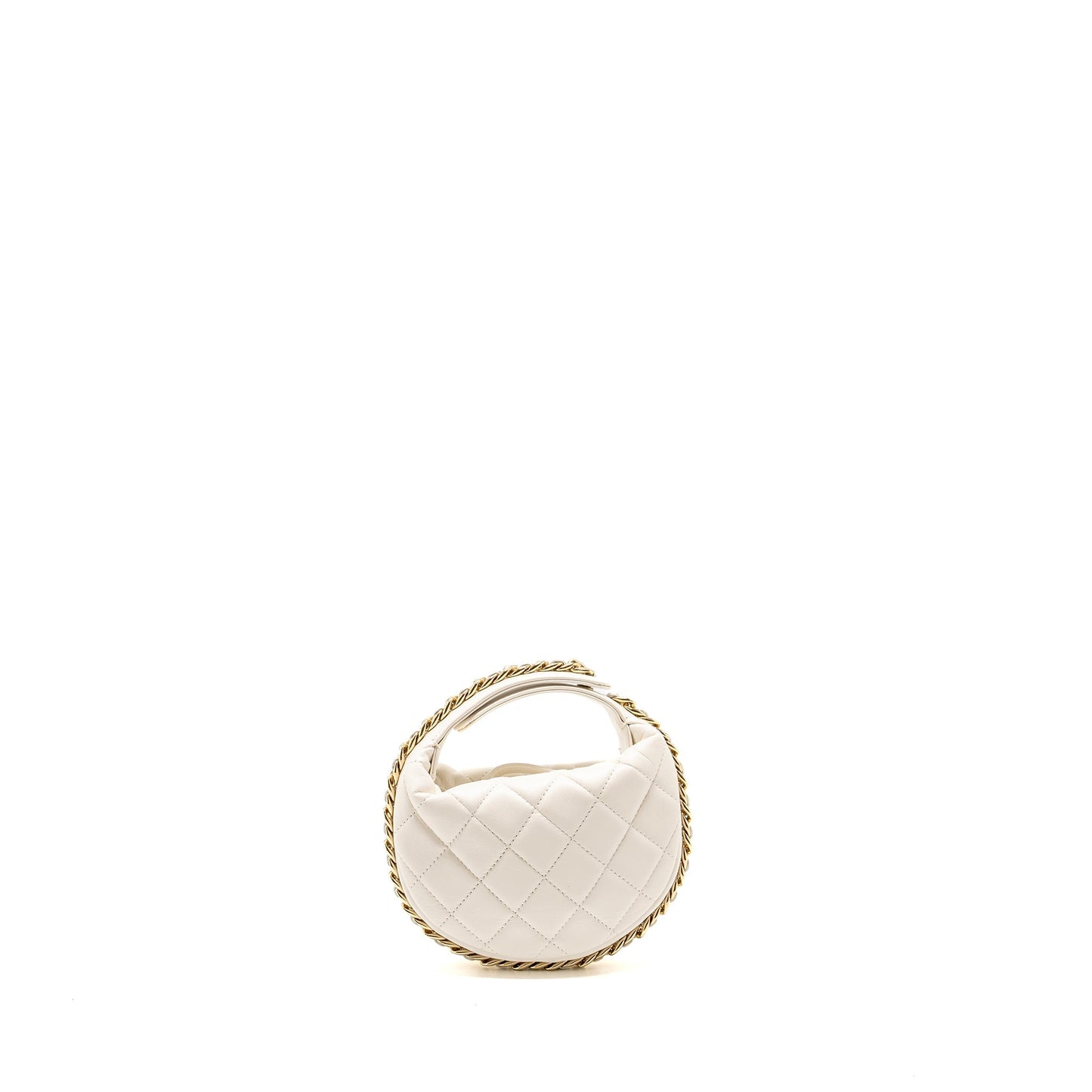 Chanel 23C Round Lambskin LGHW Microchip White Clutch Bag Microchip 2