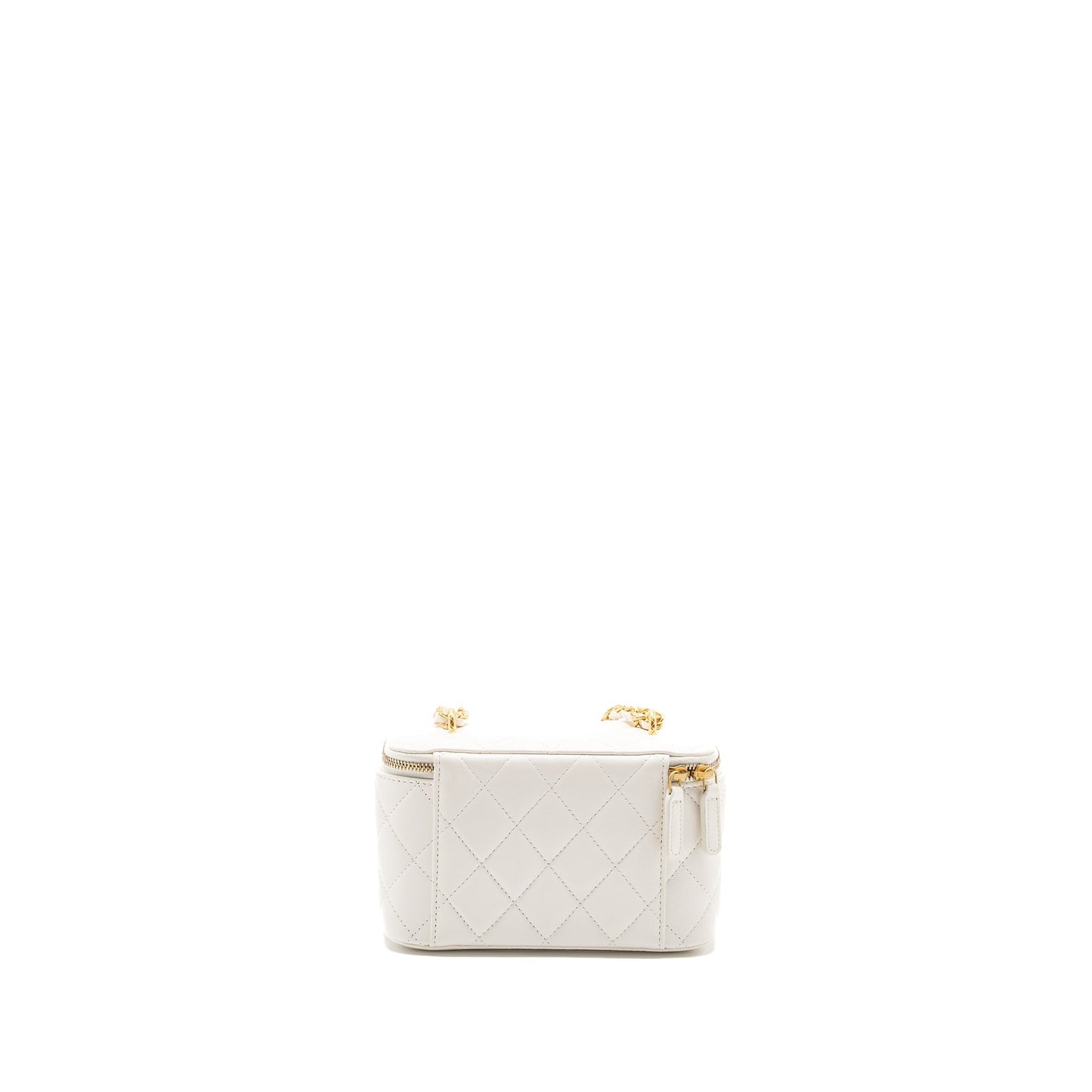 Chanel long vanity lambskin GHW Microchip White Handbag