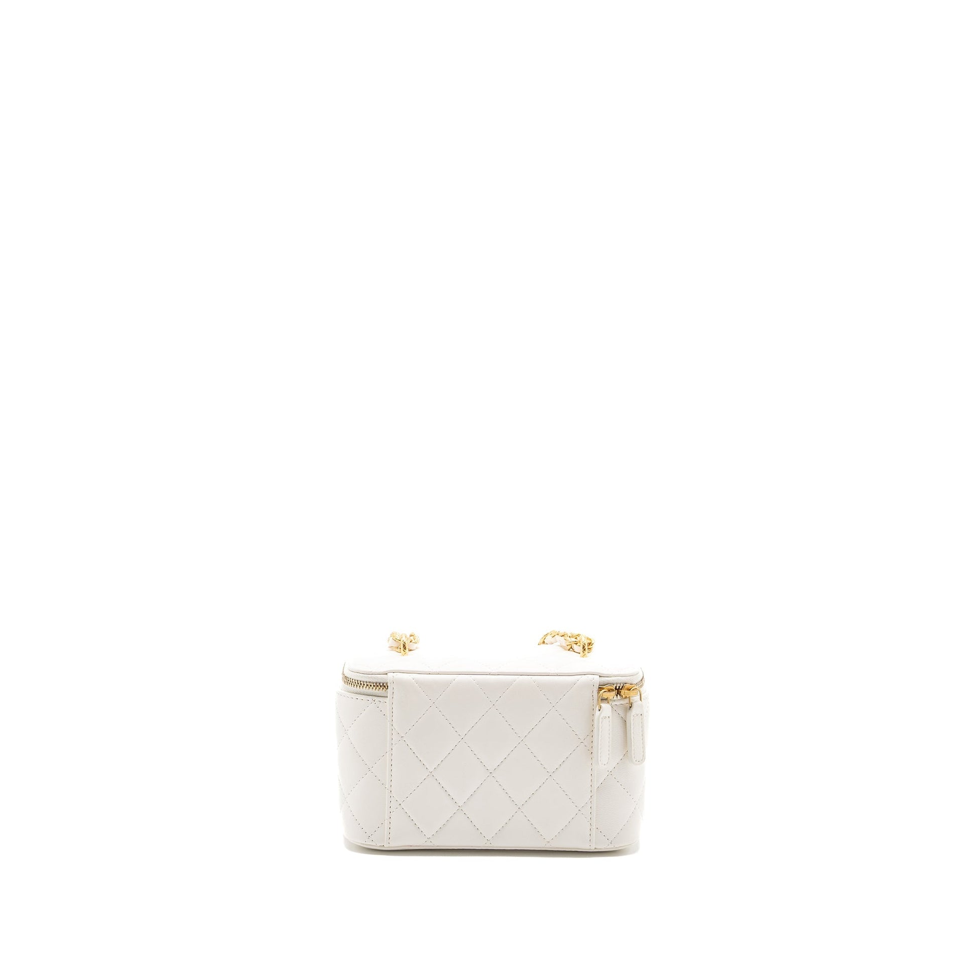 Chanel long vanity lambskin GHW Microchip White Handbag