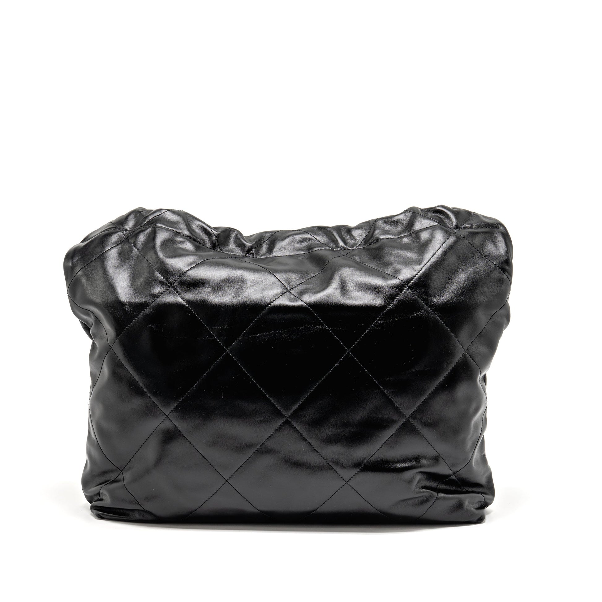 Chanel 22 Letter Shiny Calfskin GHW microchip Black Gold Handbag 22 Black