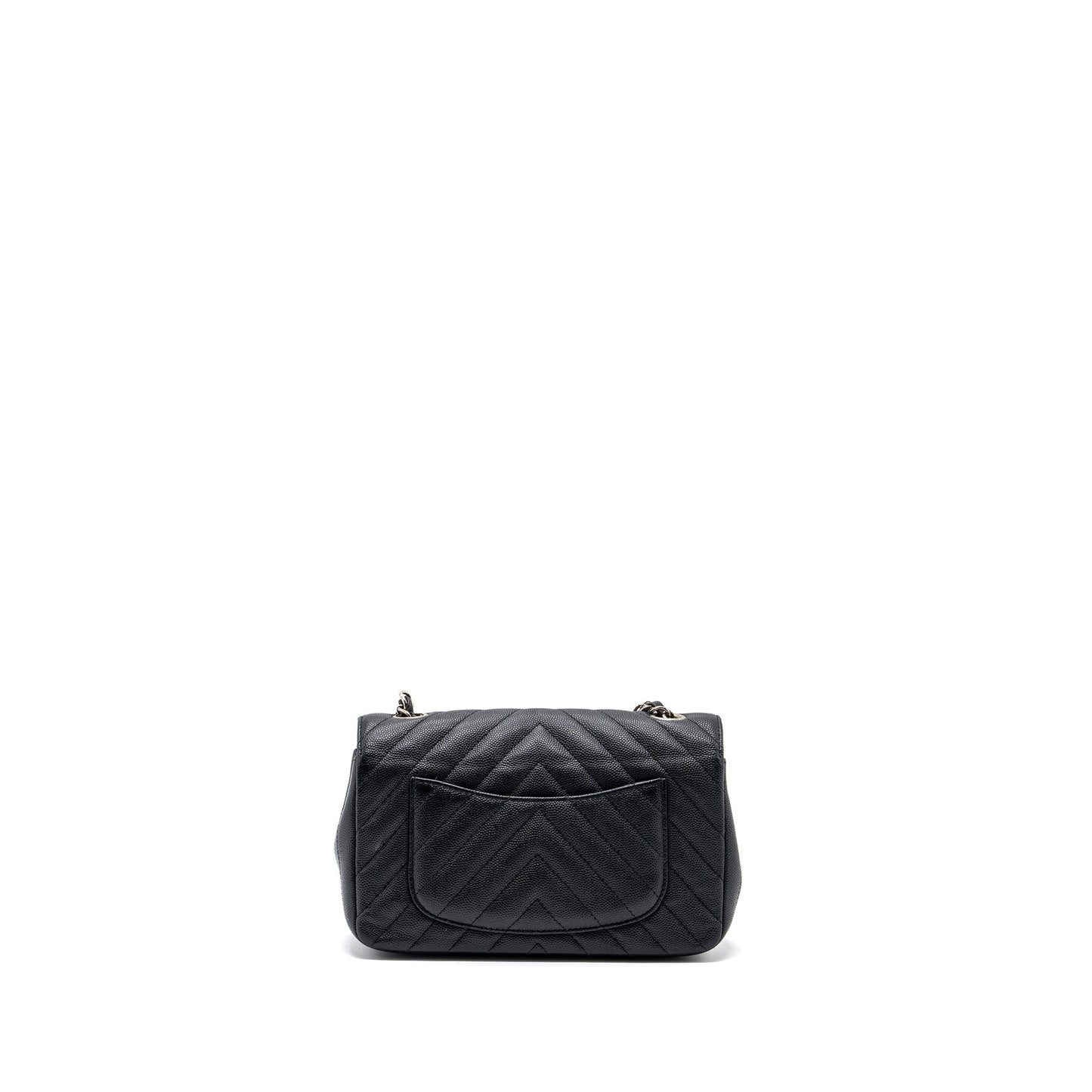 Chanel Rectangular Flap Chevron Caviar SHW Black Shoulder Bag