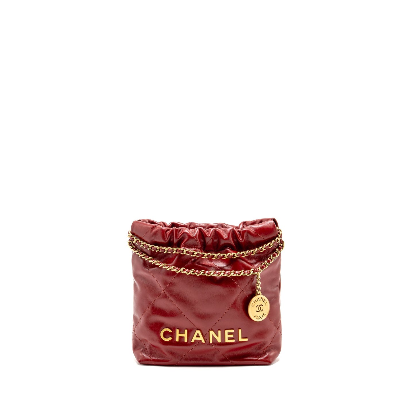 Chanel 22 Shiny Calfskin GHW Microchip Red Mini Bag
