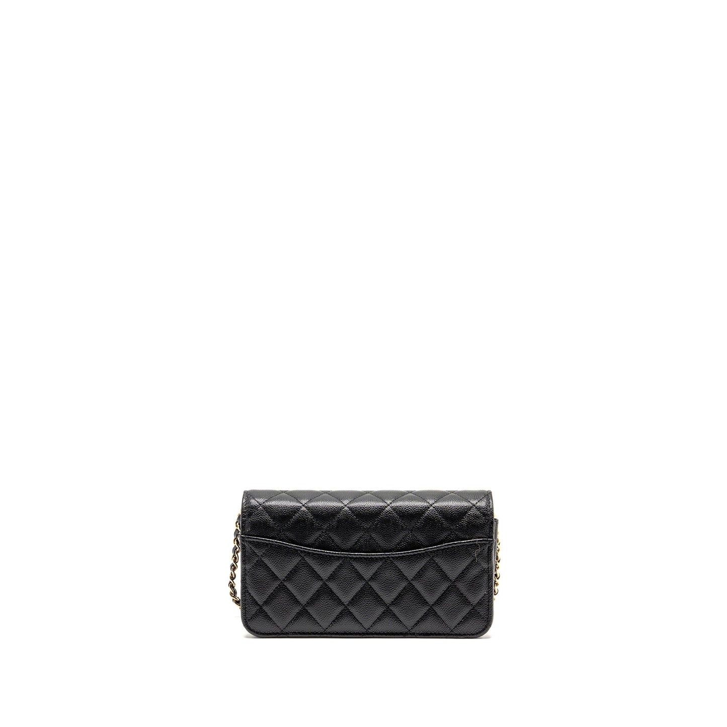 Chanel Quilted CC on Caviar LGHW Microchip Black Clutch Bag