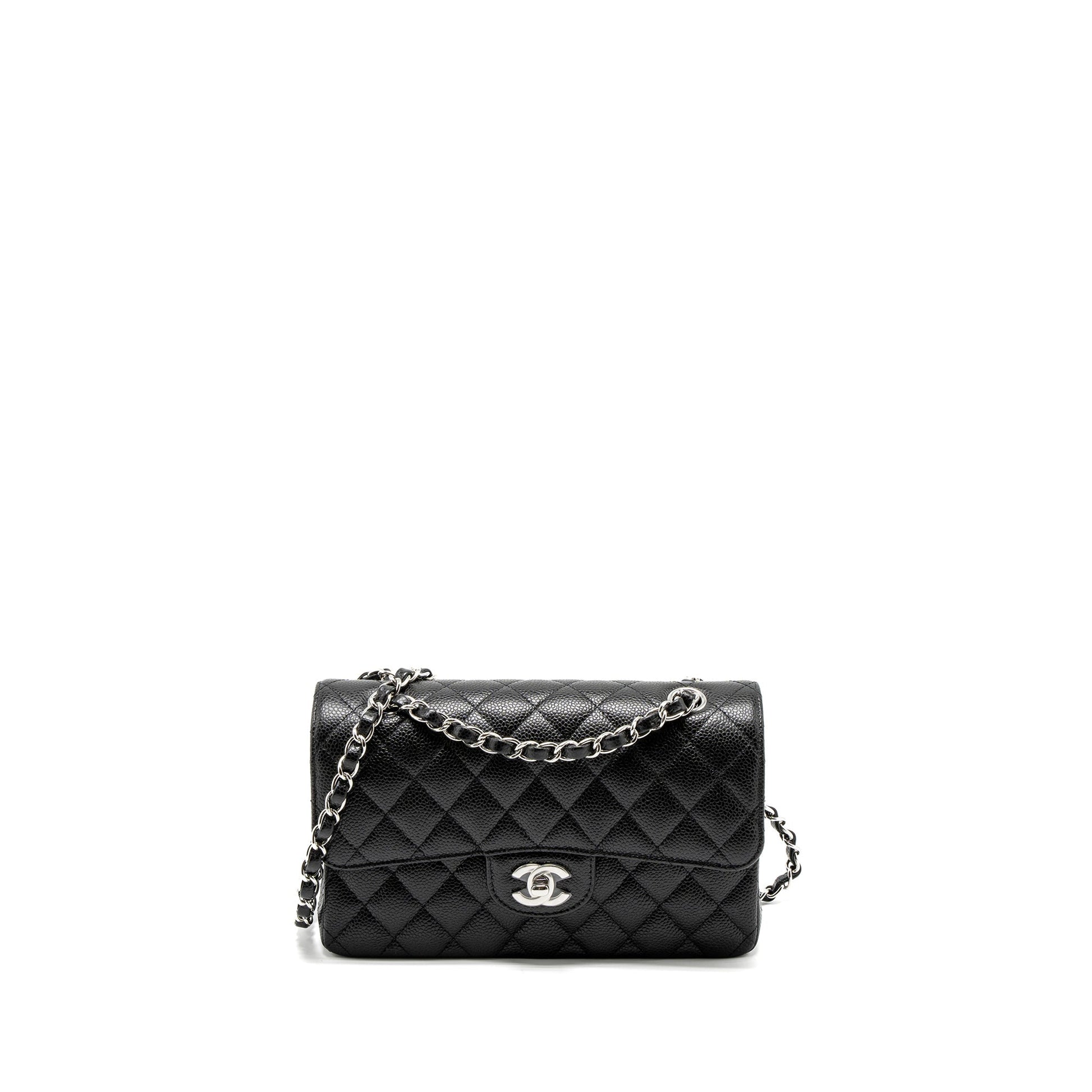 Chanel Classic Double Flap Caviar SHW Microchip Black Small Shoulder Bag Shw Microchip
