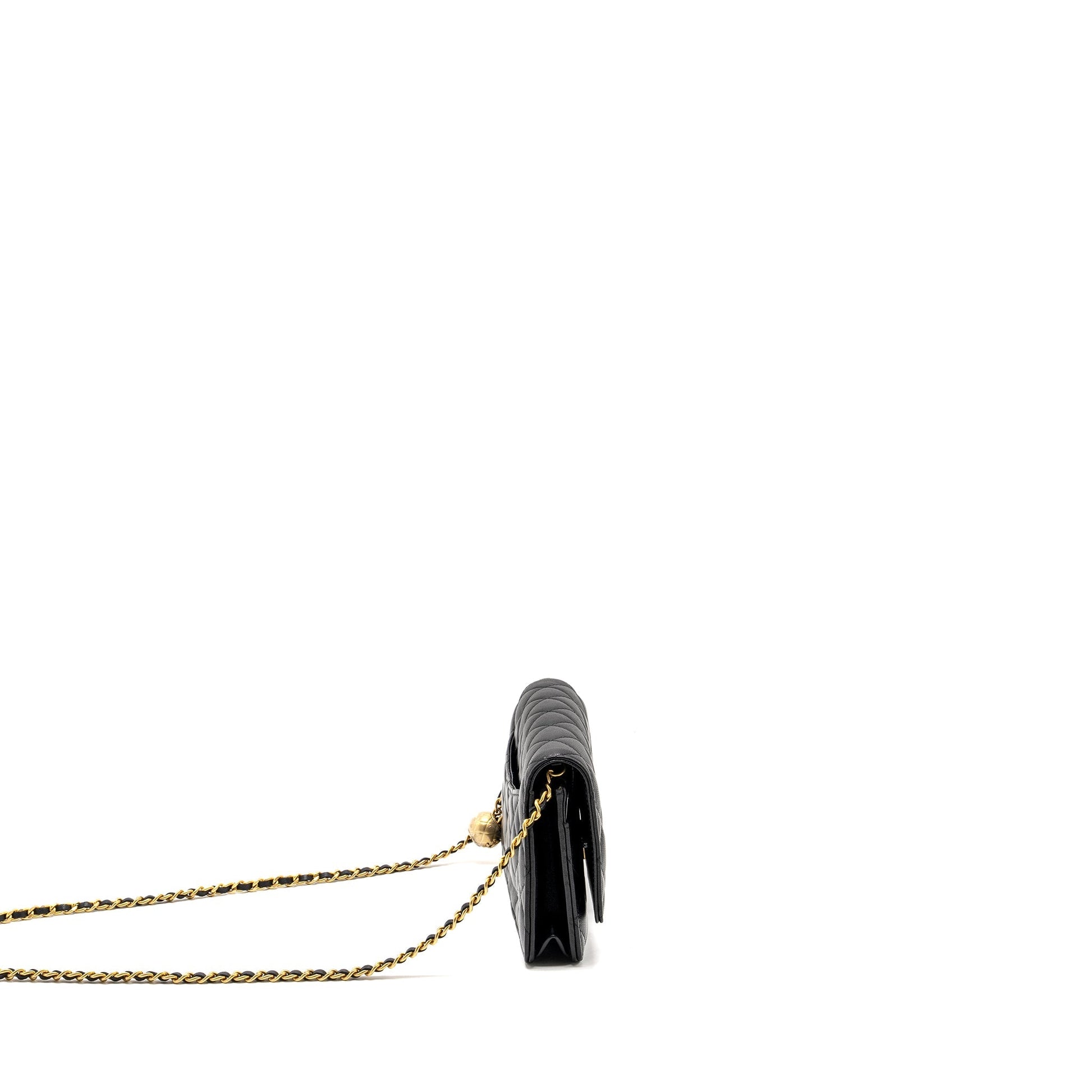 Chanel Pearl Crush On Lambskin GHW Microchip Black Wallet Case Microchip 14